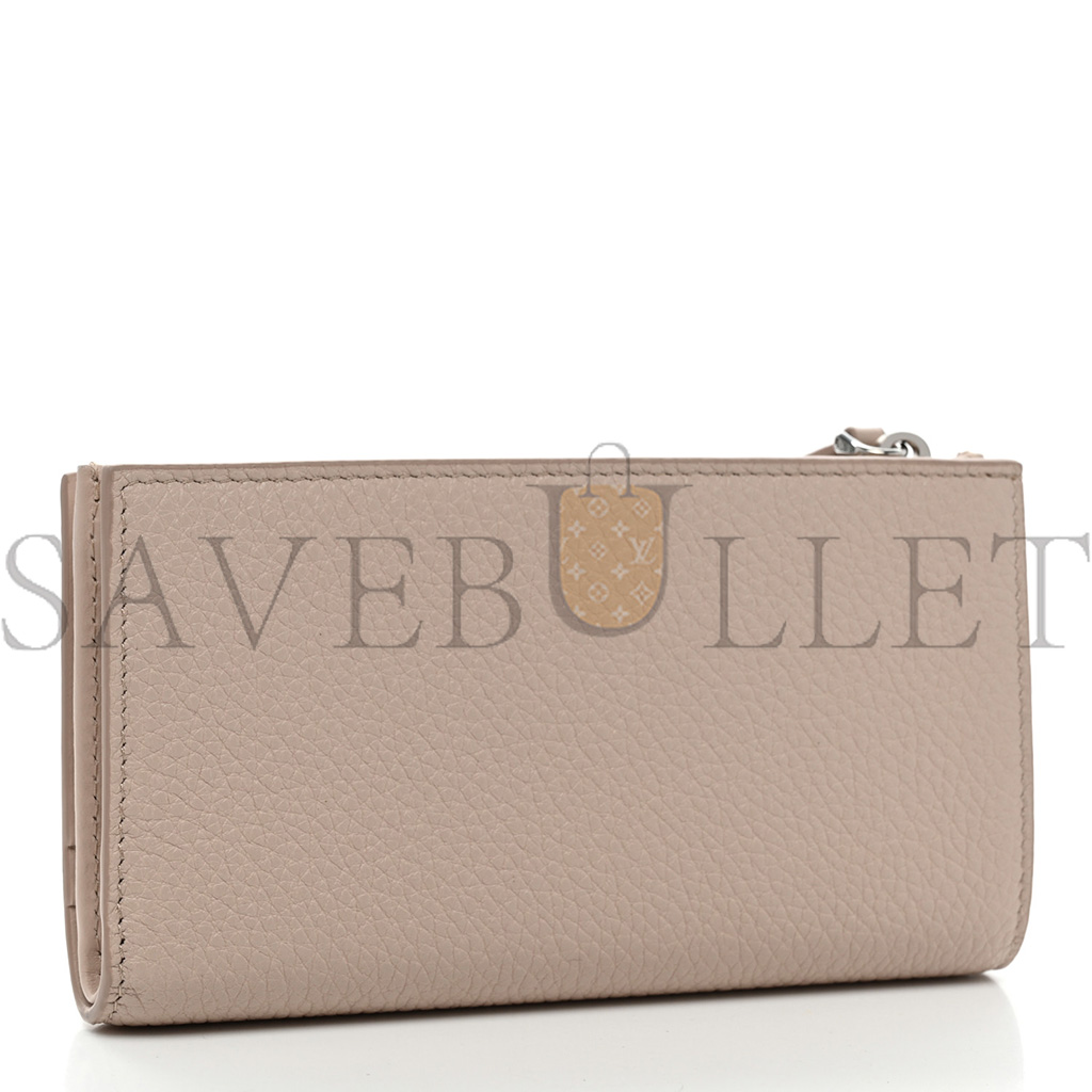 Pra*a vitello daino triangle continental zip wallet ninfea (16*10*2cm)