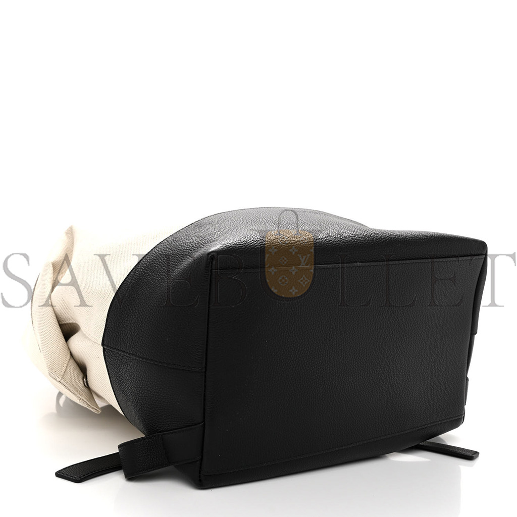 bo*te*ga Ve*ne*ta canvas calfskin backpack natural black (39*29*17cm)