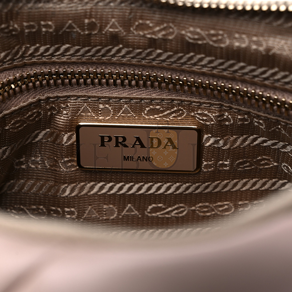 Pra*a nappa nylon quilted patchwork system shoulder bag water lily(25*15*8cm)