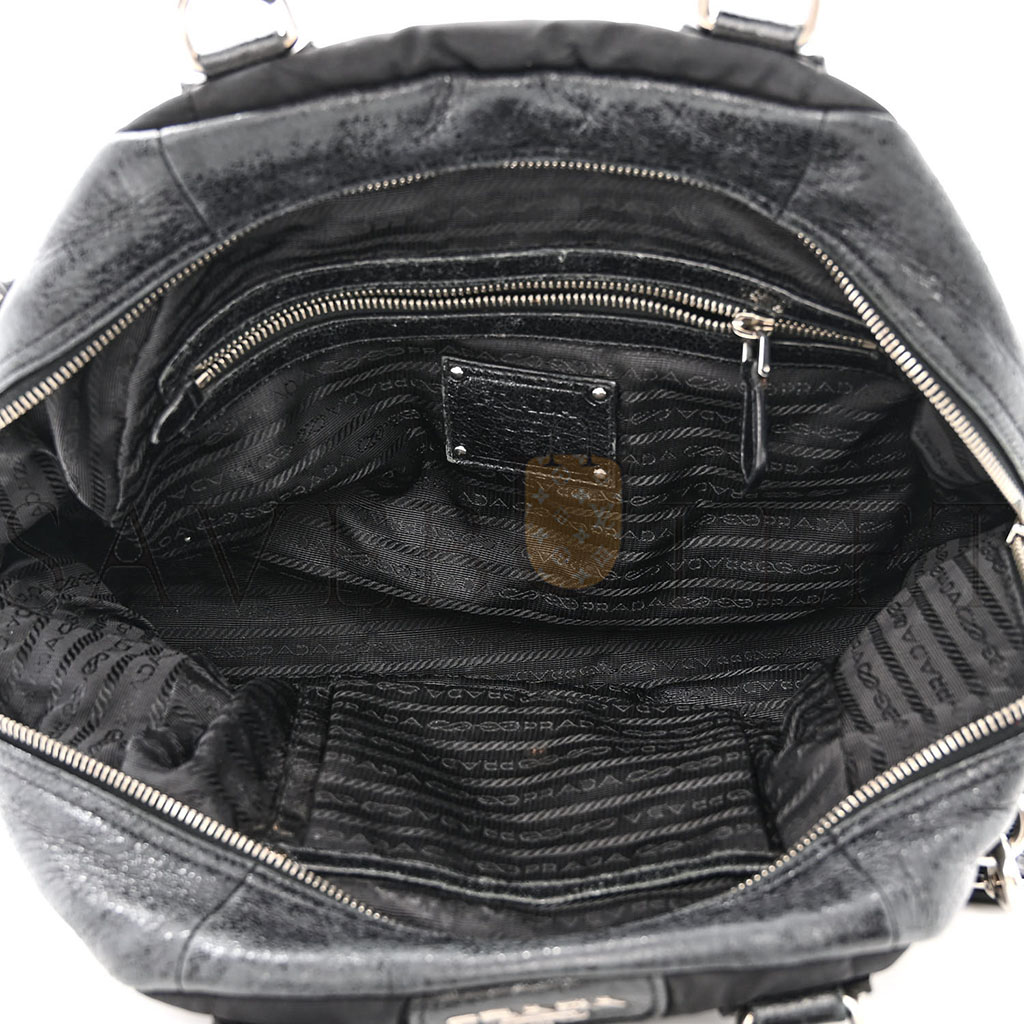 Pra*a nylon quilted 24h satchel black (34*23*16cm)
