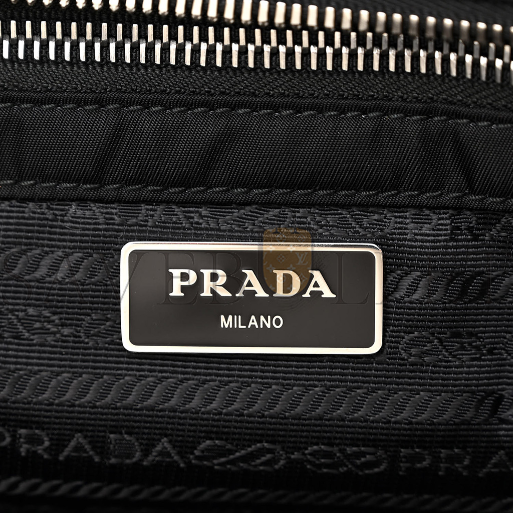 Pra*a nylon tessuto impuntu quilted shoulder bag black (30*25*14cm)