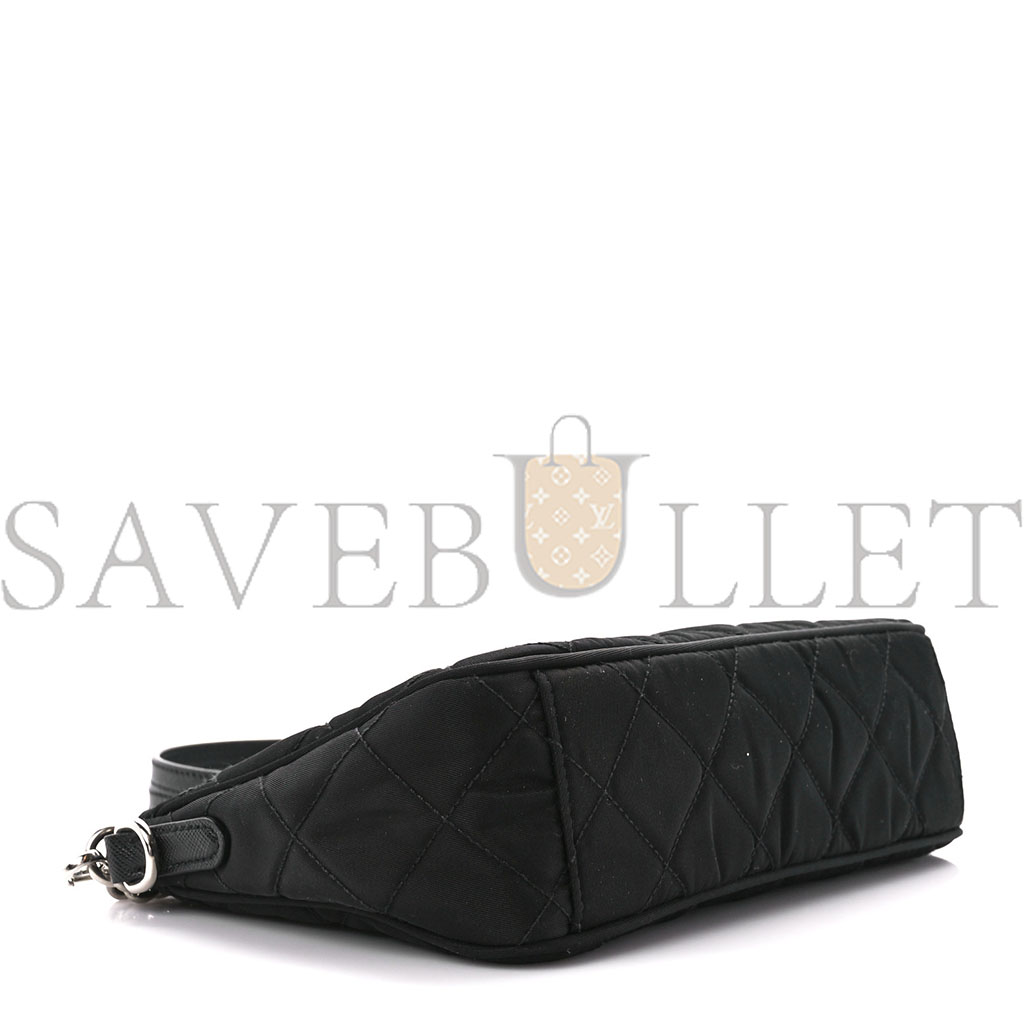 Pra*a nylon tessuto impuntu quilted crossbody bag black (23*13*6cm)