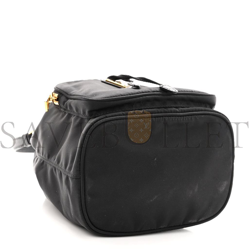 Pra*a re-nylon duet drawstring shoulder bag black (23*18*11cm)