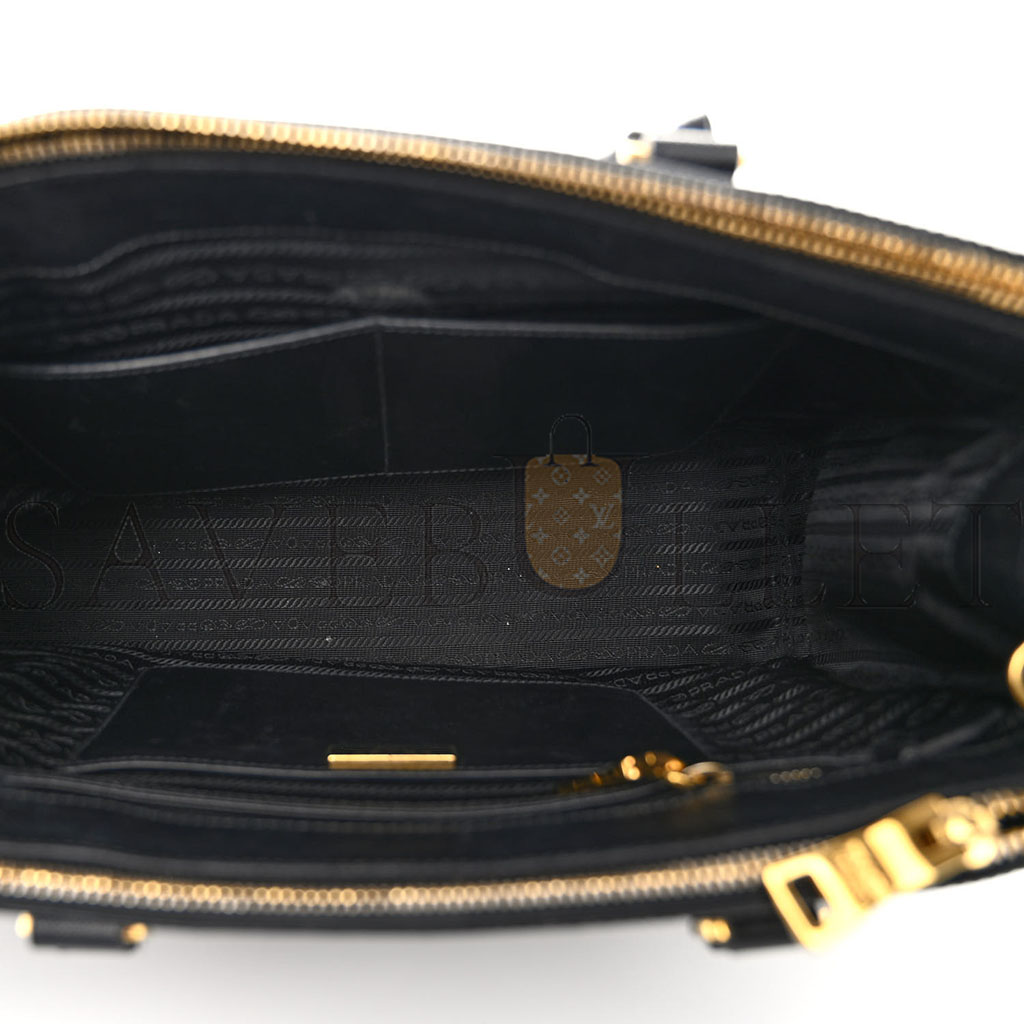 Pra*a saffiano medium galleria double zip tote black (32*20*14cm)