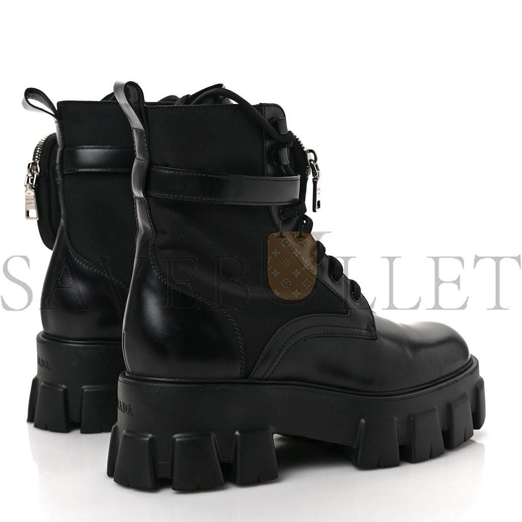 Pra*a spazzolato rois nylon metal triangle logo monolith pouch pocket 55mm boots 39 black