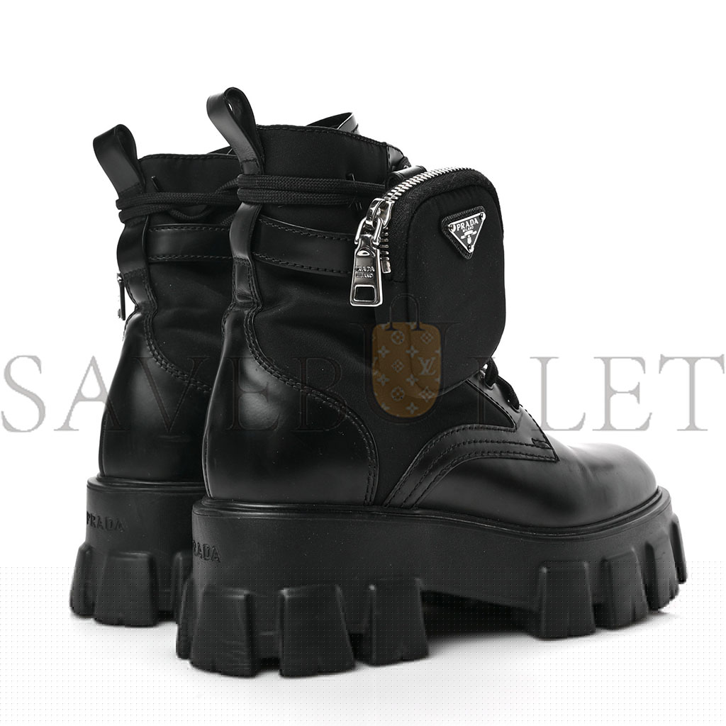 Pra*a spazzolato rois re-nylon metal triangle logo monolith pouch pocket 55mm boots 37 black