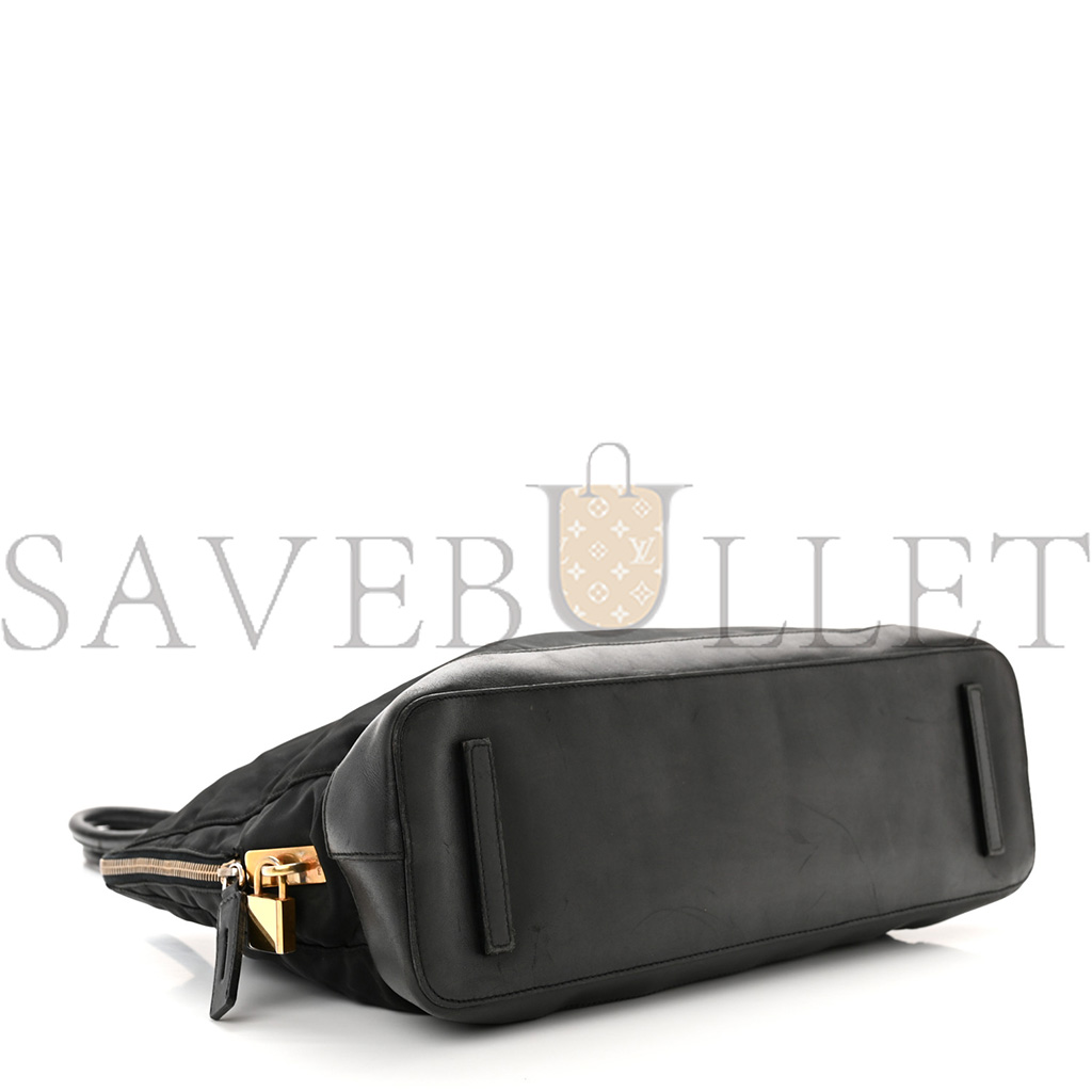 Pra*a tessuto nylon calfskin tote black (36*27*11cm)