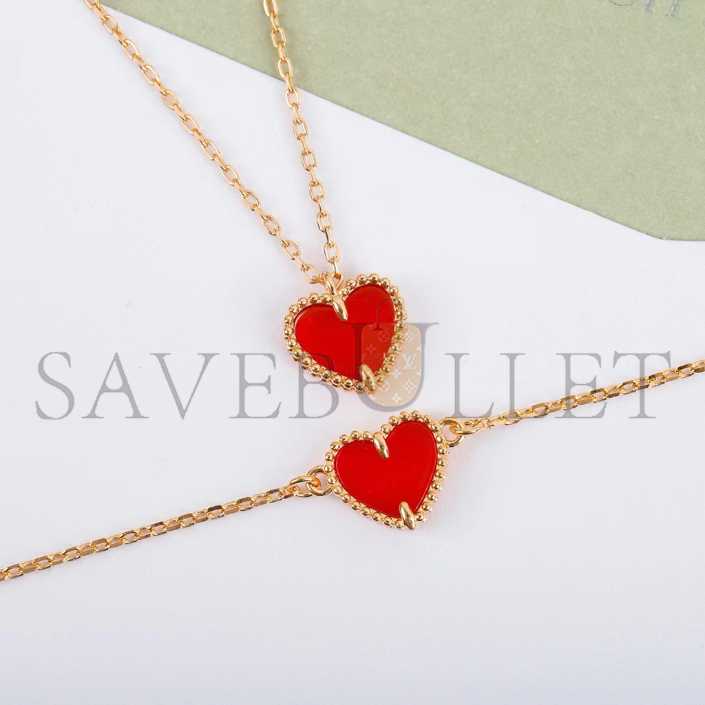 V*N CL*F arpels sweet alhambra heart bracelet - rose gold, carnelian vcarn59l00