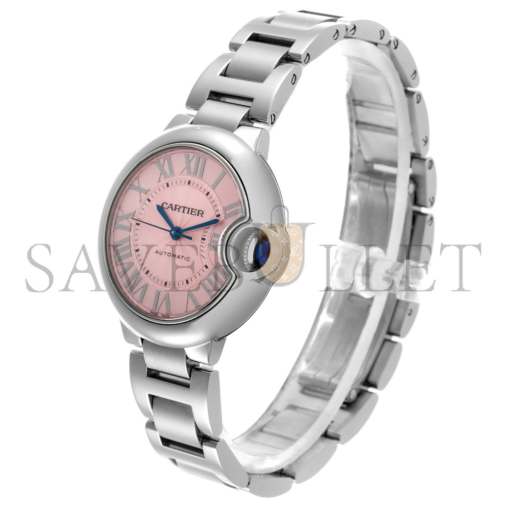 Ca*t*er ballon bleu midsize steel pink dial ladies watch w6920041