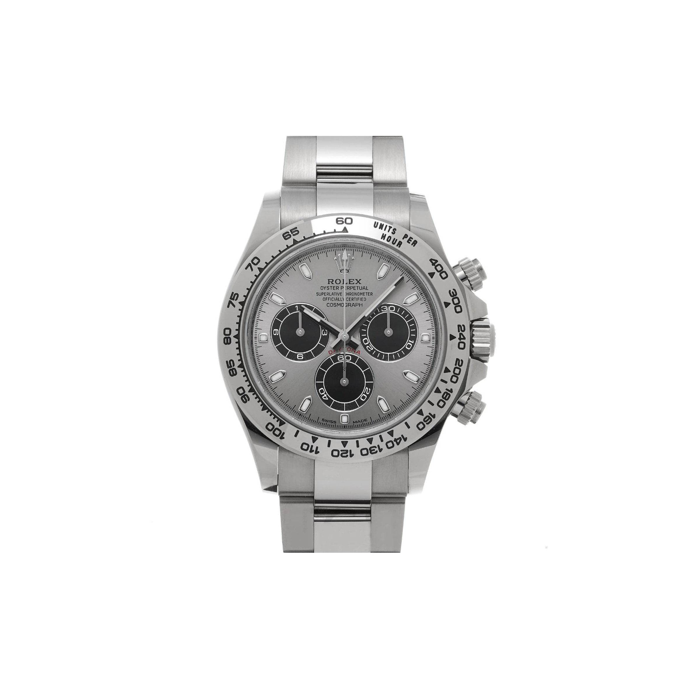 R*l*x daytona white gold silver index dial 40mm watch 116509