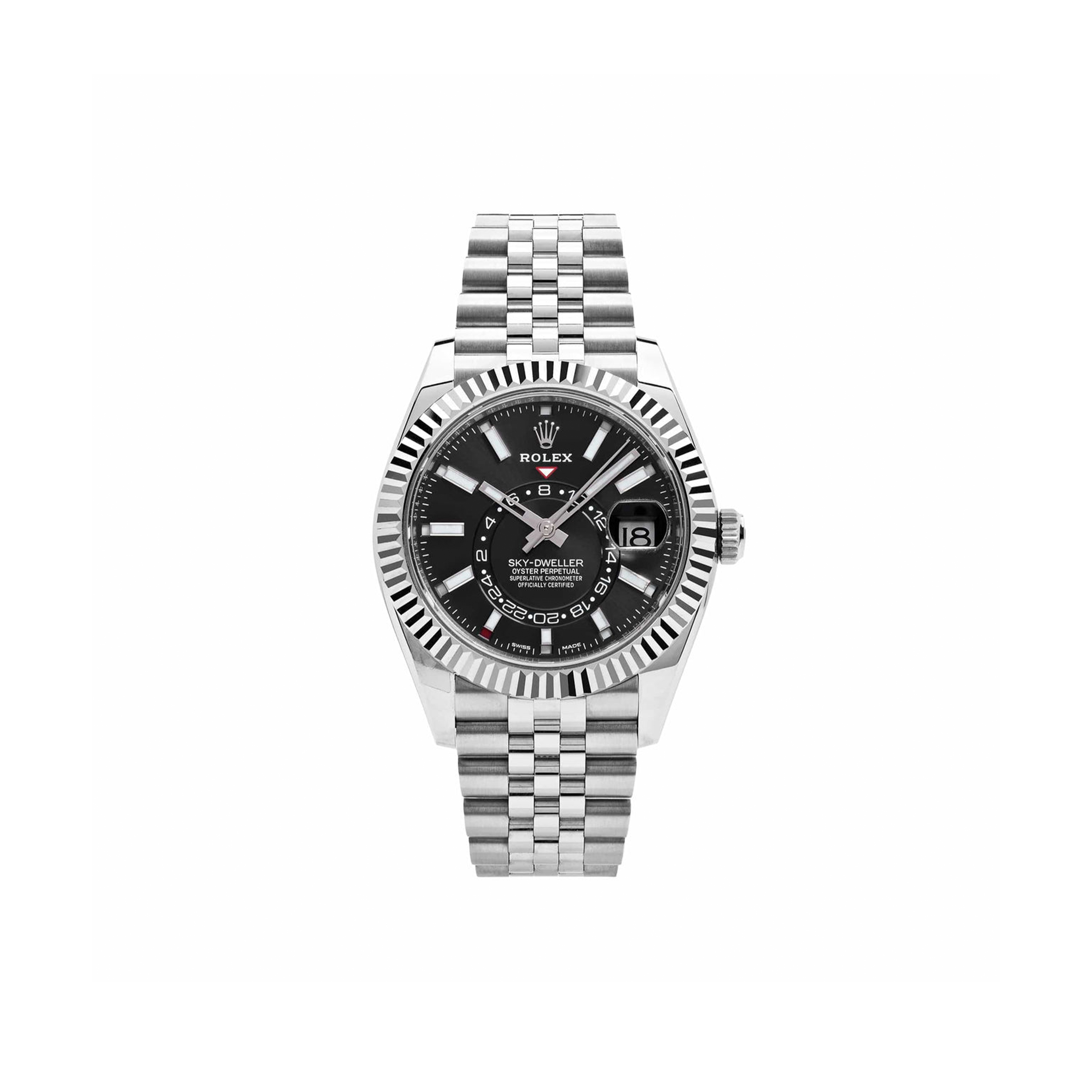 R*l*x sky-dweller stainless steel black dial jubilee watch 326934