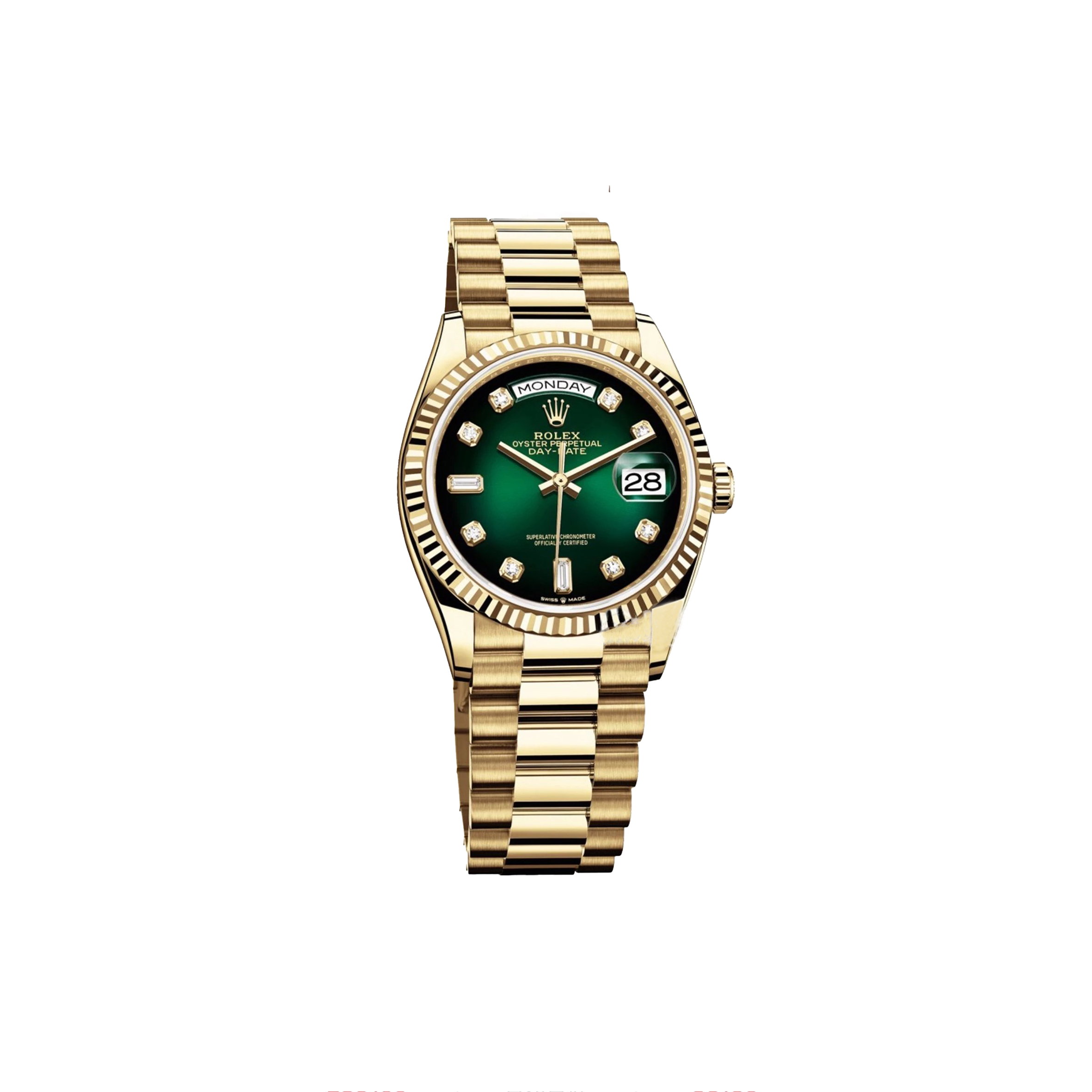 R*l*x day-date series gold steel band watch 128238-0069