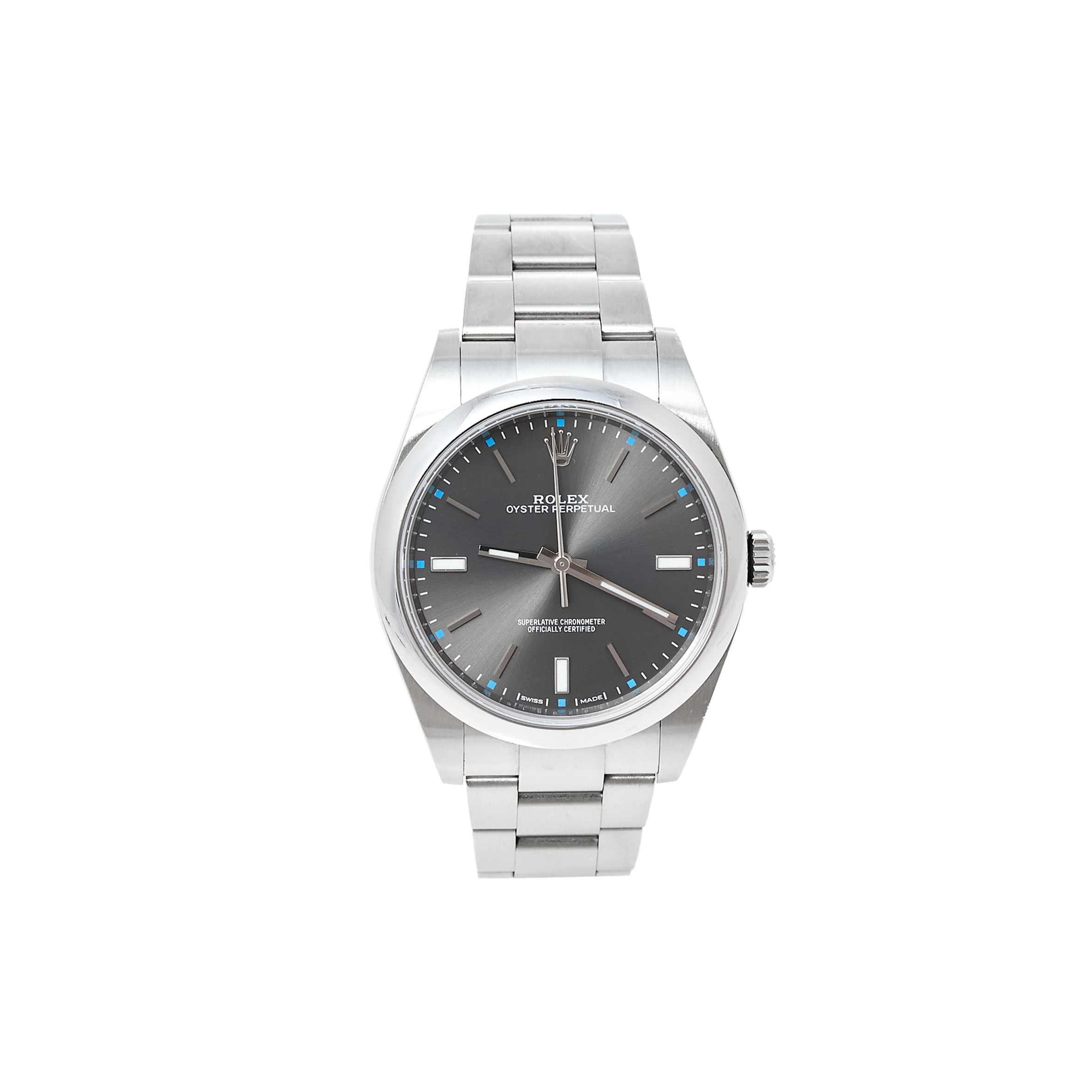 R*l*x oyster perpetual grey stainless steel automatic 39 mm watch 114300-0001