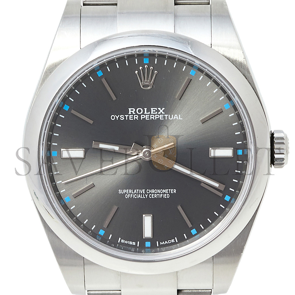 R*l*x oyster perpetual grey stainless steel automatic 39 mm watch 114300-0001