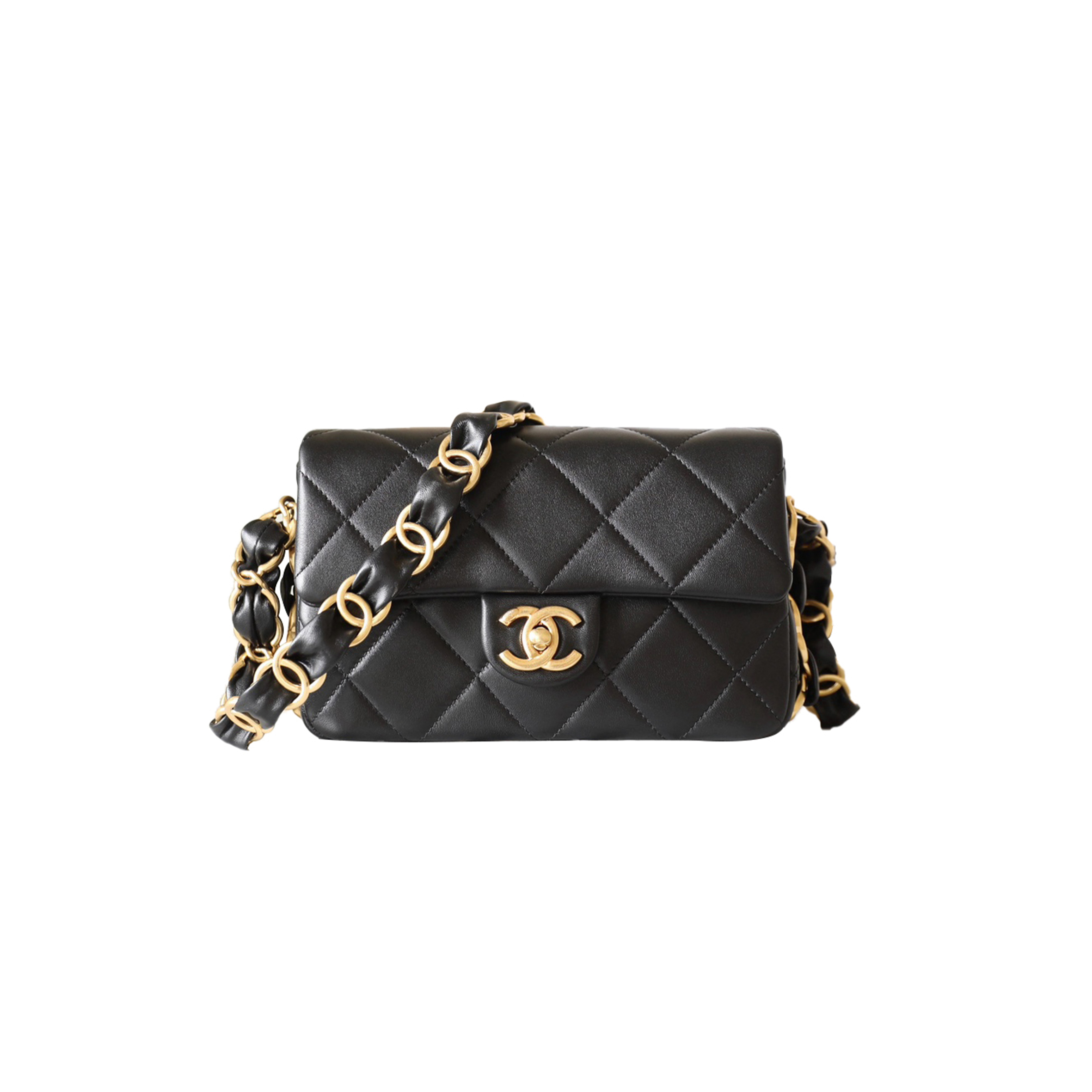 Ch*el double c thick chain cover medium black (21*14*7cm)