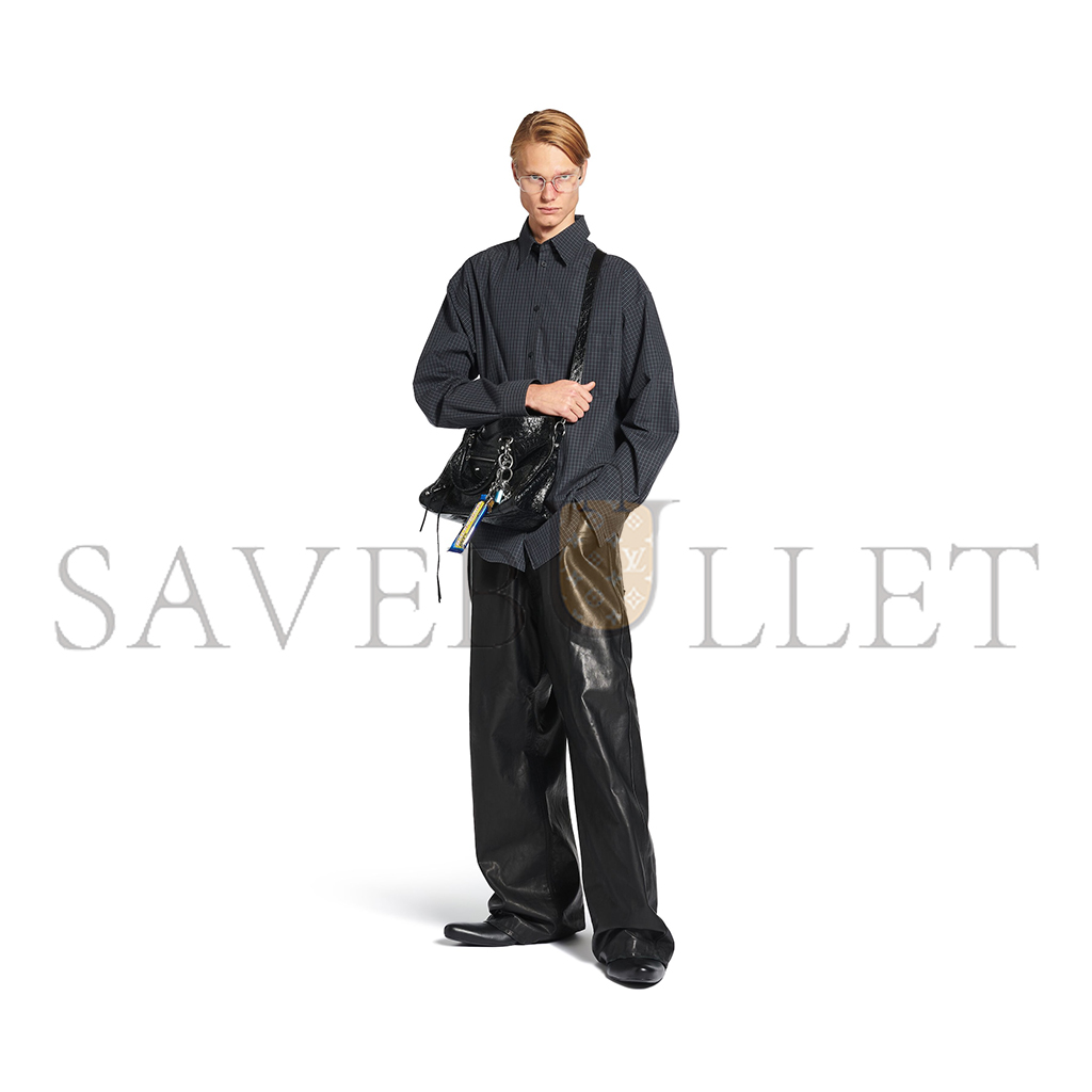 Ba*len*cia*ga le city medium bag in black arena lambskin, shiny silver hardware 7977862aa9s1000 (29.9*19.1*9.9cm)