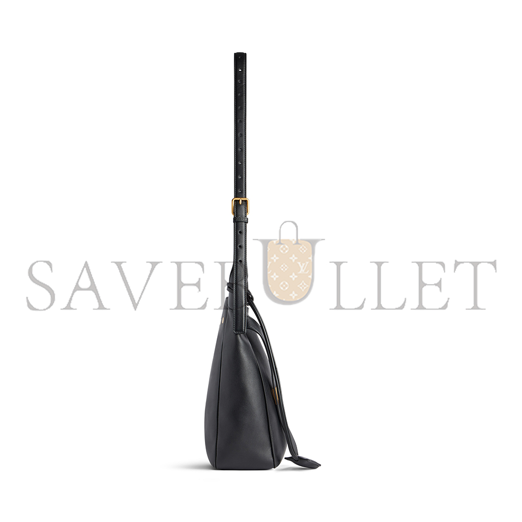 Ba*len*cia*ga bel air small hobo bag in black smooth calfskin, aged-gold hardware 8110182abav1000 (26.9*25.9*9.9cm)