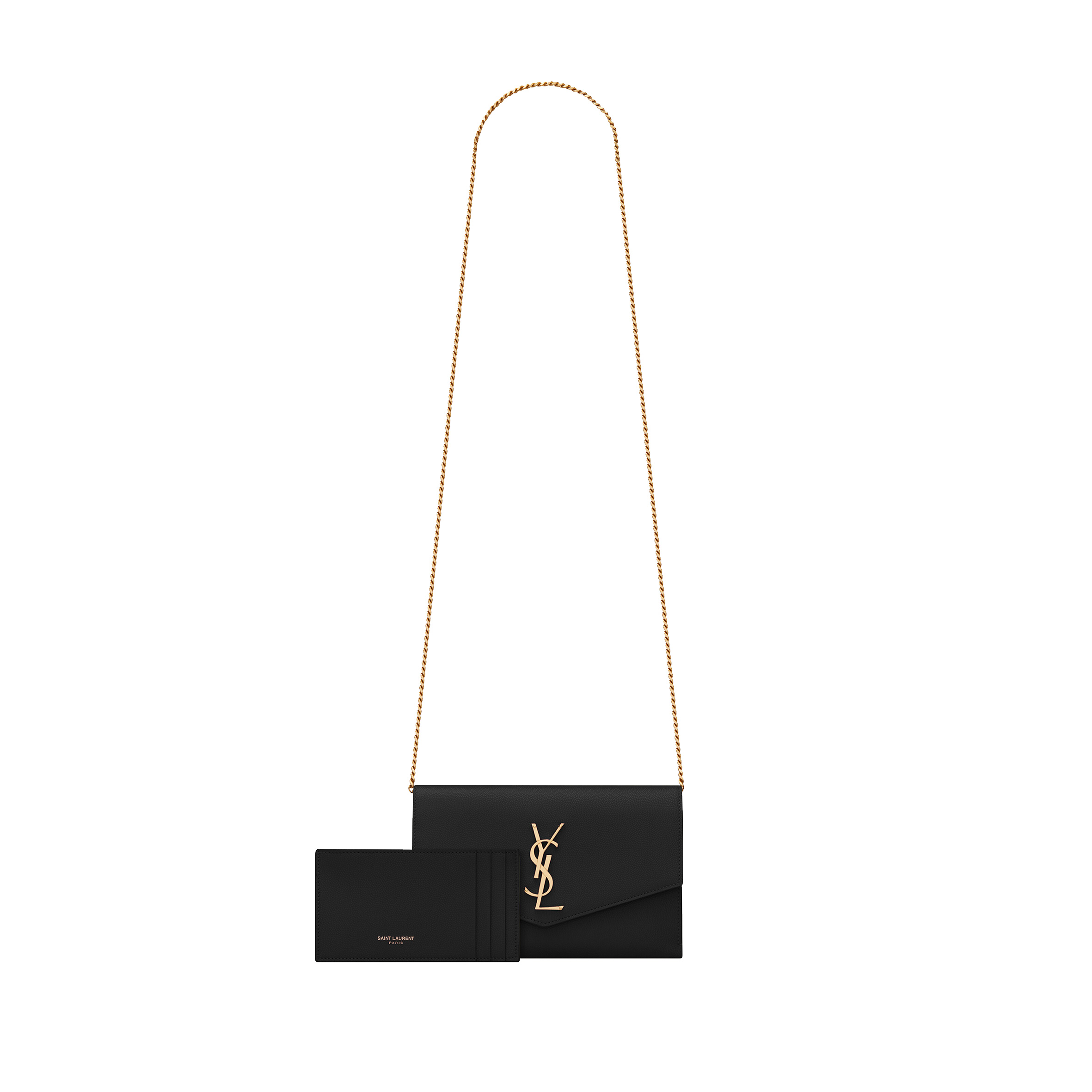 Y*L uptown chain wallet in grain de poudre embossed leather 6077881gf0j1000 (19*22*3cm)