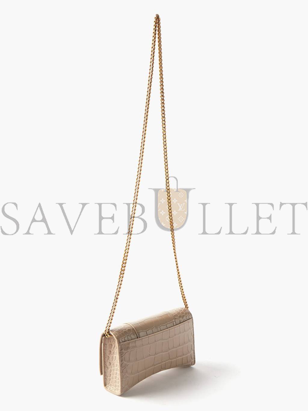 Ba*len*cia*ga brown hourglass crocodile-effect leather cross-body bag matchesfashion us (19.4*11*4.8cm)