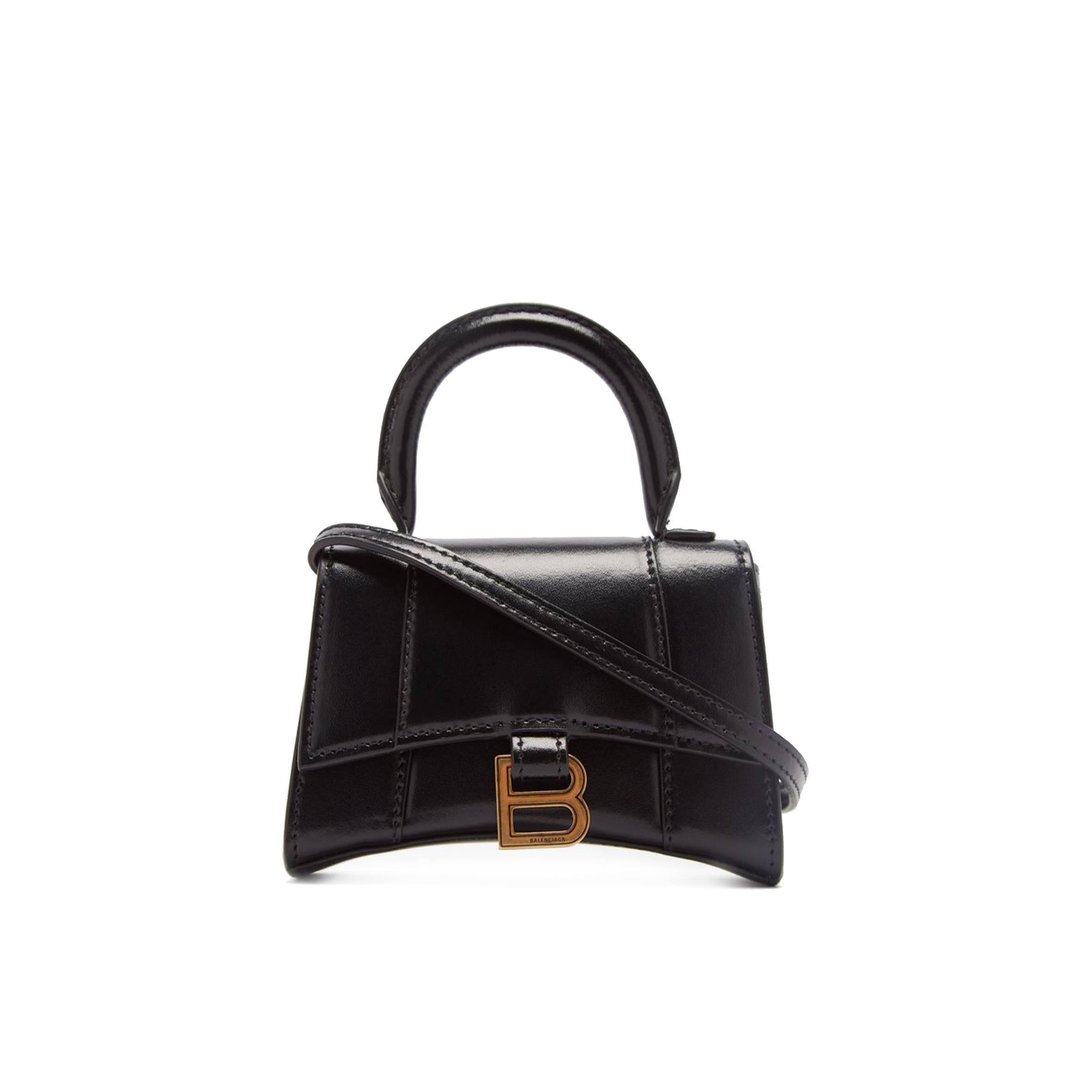 Ba*len*cia*ga black hourglass mini crocodile-effect leather bag matchesfashion us (12*8.5*4.3cm)