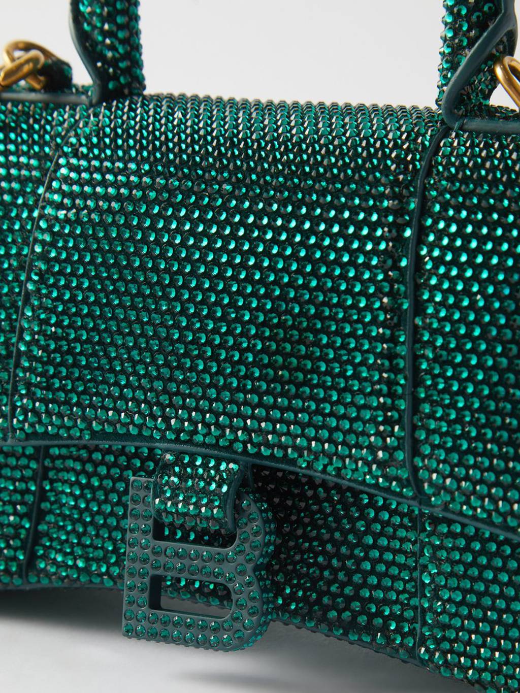 Ba*len*cia*ga green hourglass xs crystal-embellished cross-body bag matchesfashion us (19*12.1*7.6cm)