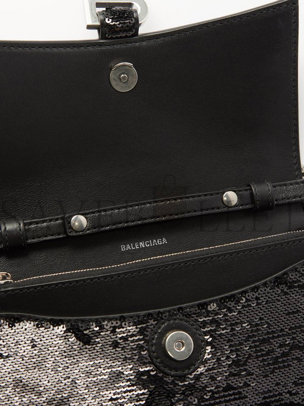 Ba*len*cia*ga black hourglass sequinned leather cross-body bag matchesfashion us (19.5*12*5cm)