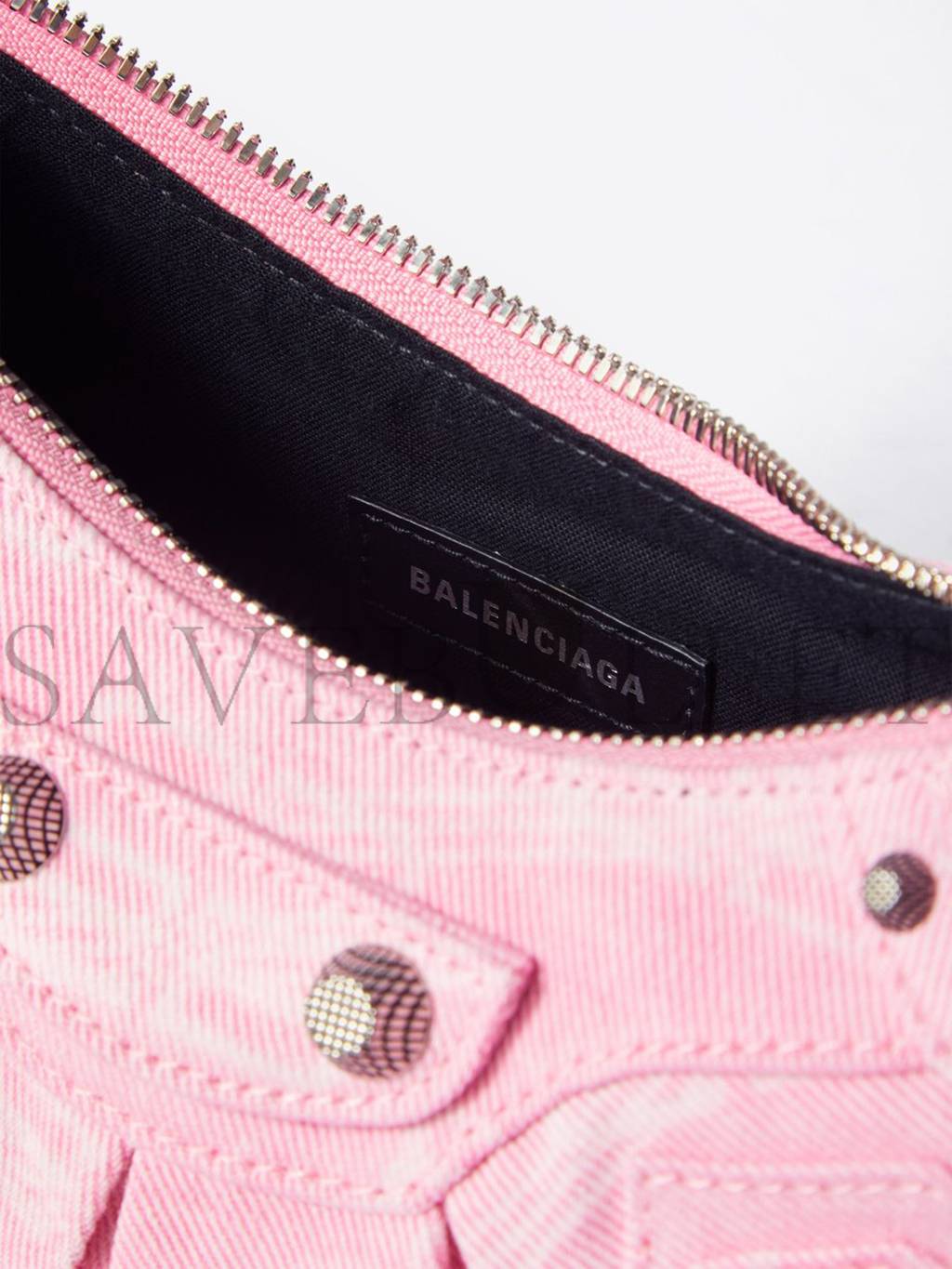 Ba*len*cia*ga pink le cagole xs logo-print denim shoulder bag matchesfashion us (25.6*11.4*7.3cm)