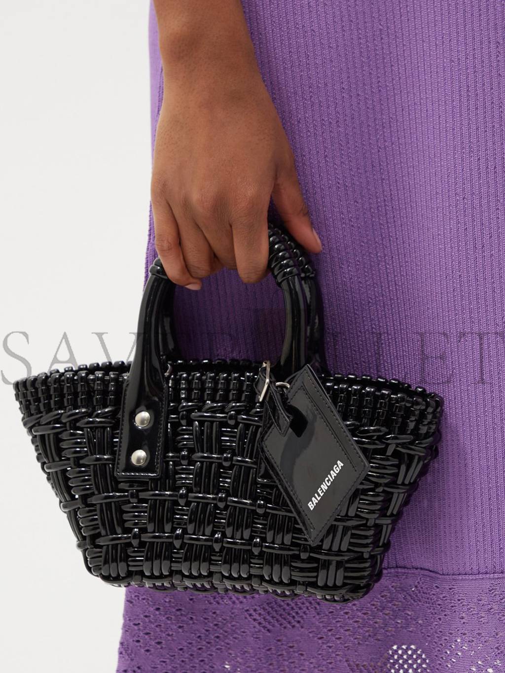 Ba*len*cia*ga black bistro xxs woven faux-leather basket bag matchesfashion us (16*14.5*7.5cm)
