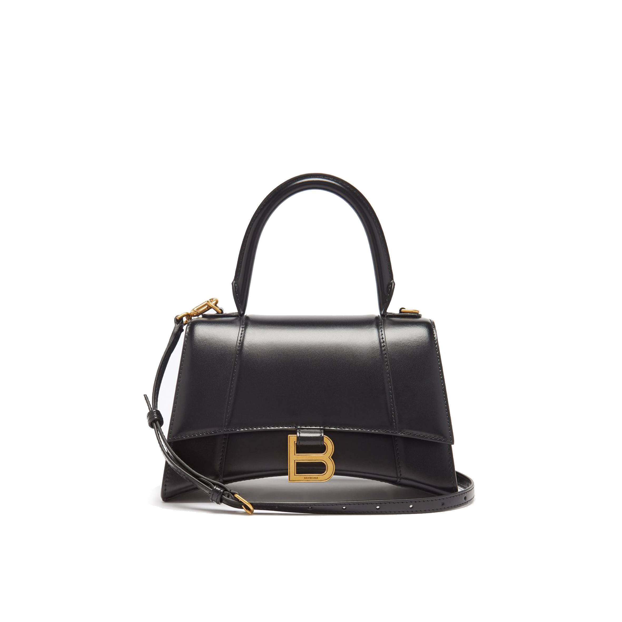 Ba*len*cia*ga black hourglass small leather bag matchesfashion us (22.6*14.9*10.1cm)