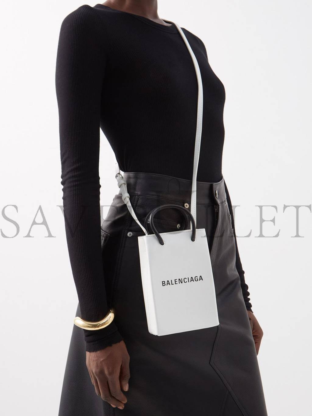 Ba*len*cia*ga white shopping mini leather cross-body bag matchesfashion us (18*12.4*4.8cm)