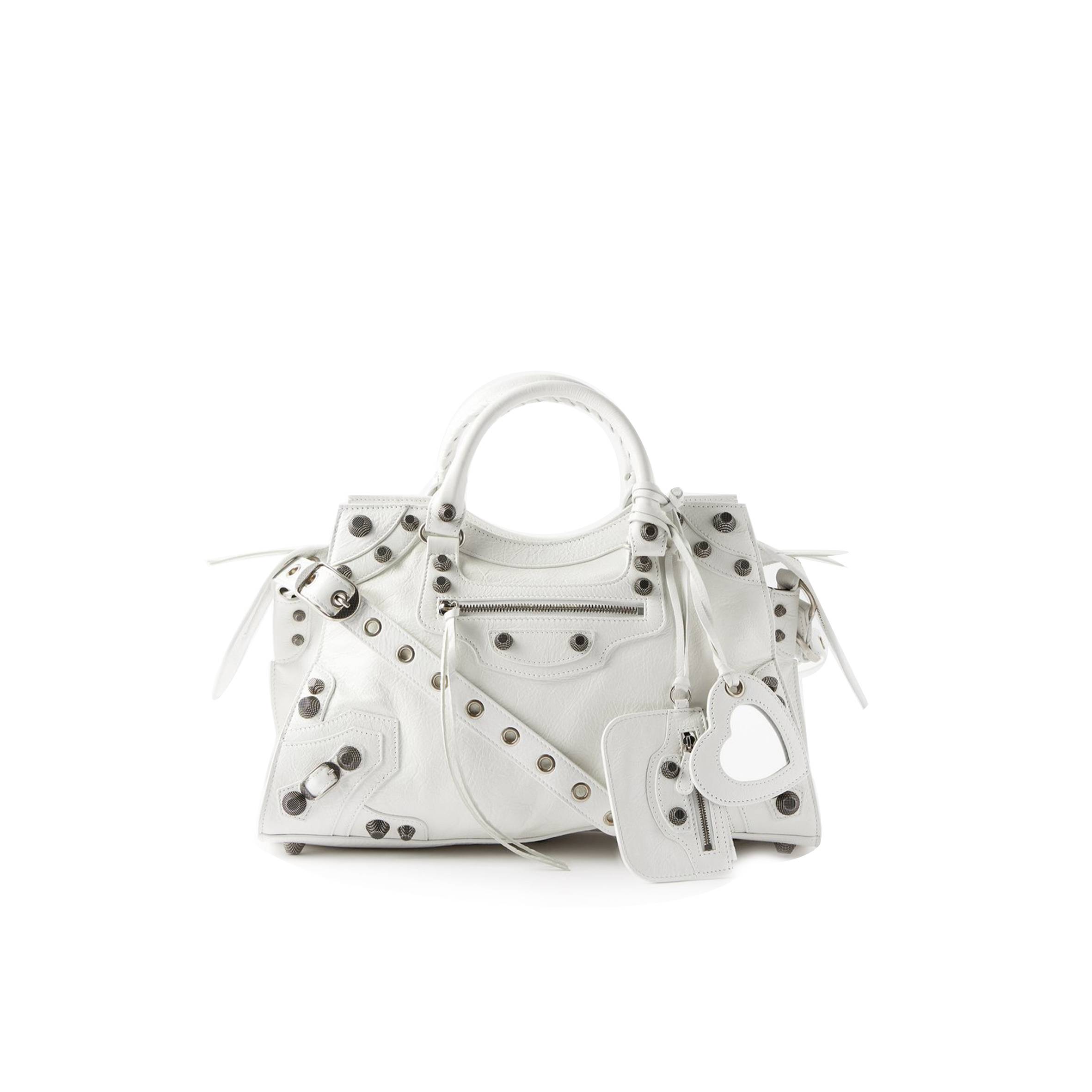 Ba*len*cia*ga white neo cagole city leather shoulder bag matchesfashion us (28.3*24.1*16.7cm)