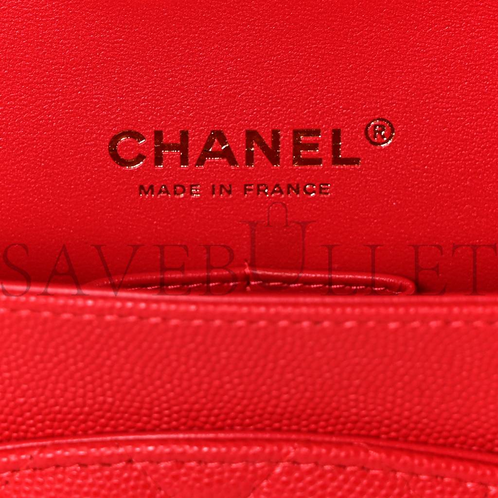 Ch*el caviar quilted medium double flap red rose gold hardware (25*15*6cm)