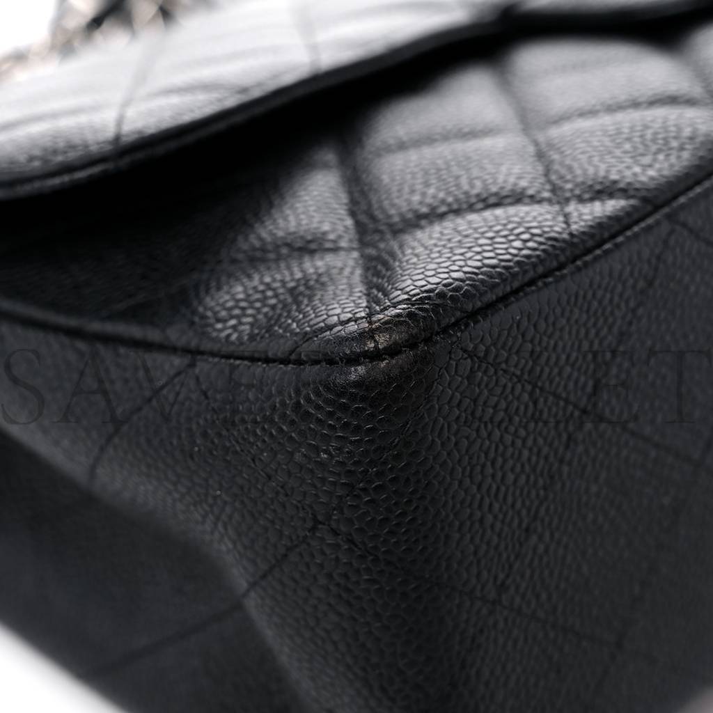 Ch*el caviar quilted jumbo single flap black silver hardware (30*20*8cm)