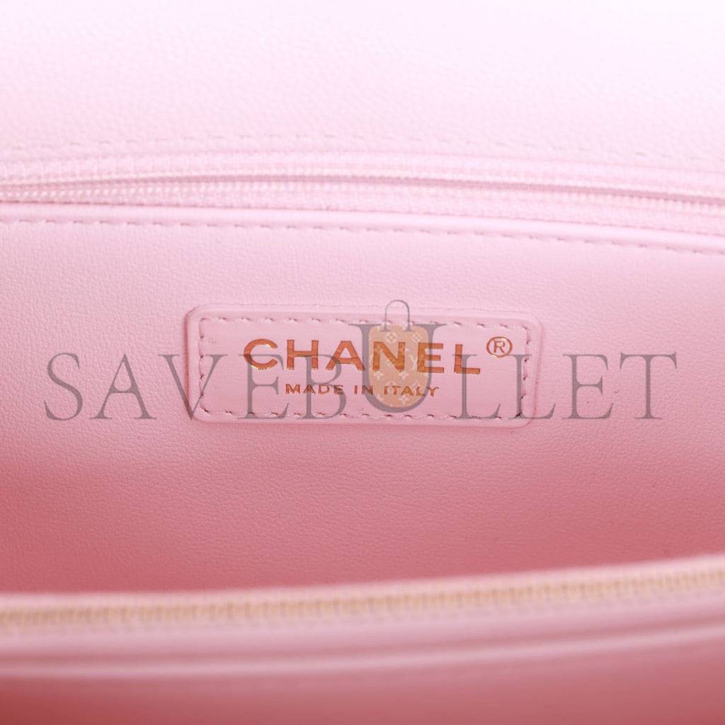 Ch*el medium coco handle flap bag light pink caviar light gold hardware (29*18*11cm)