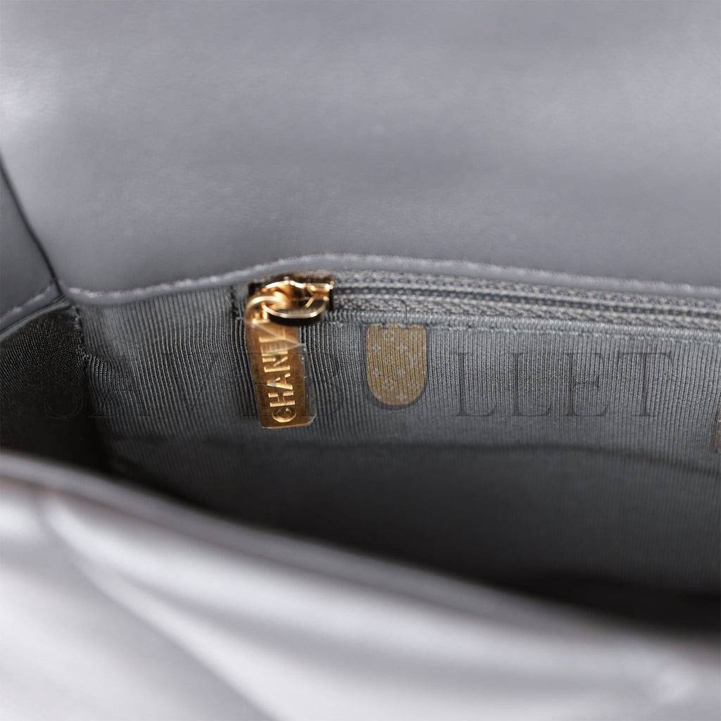 Ch*el medium 19 flap bag grey calfskin mixed hardware (25*16*9cm)