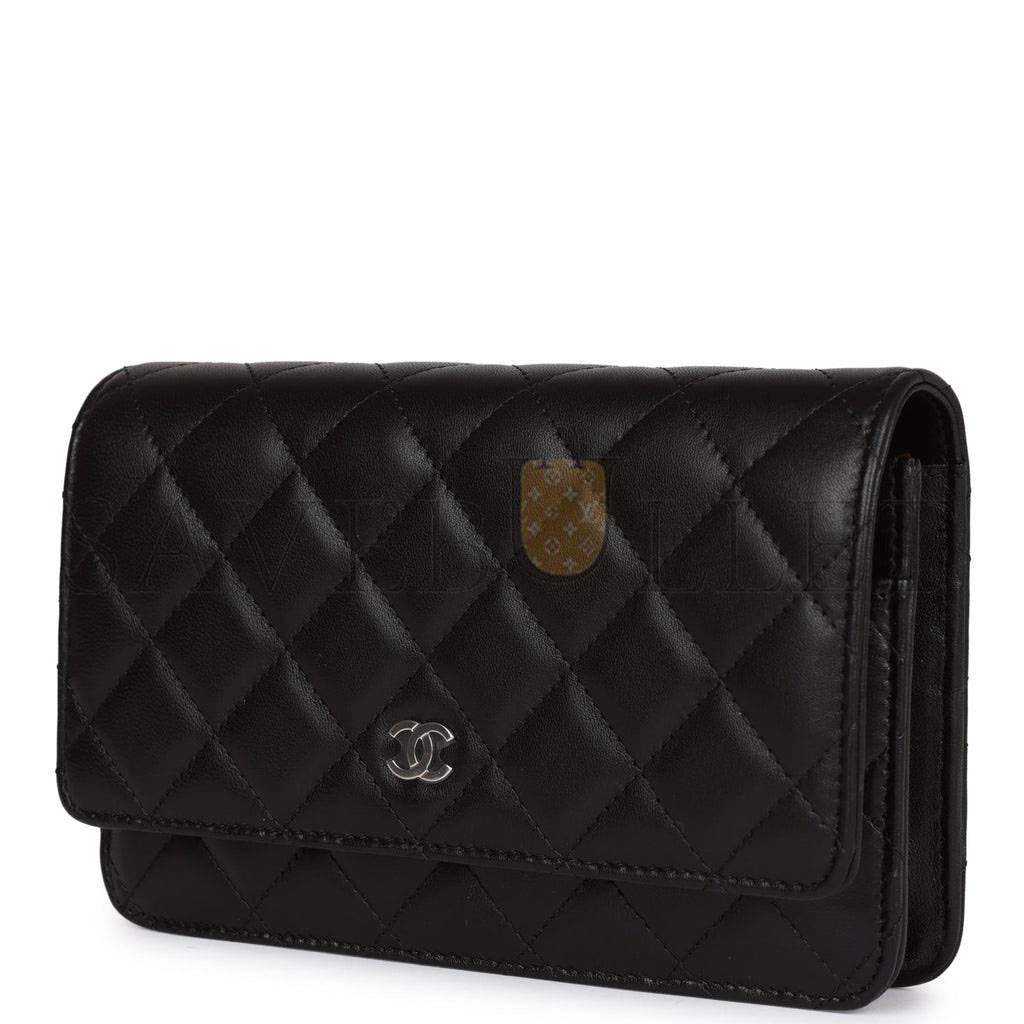 Ch*el wallet on chain woc black lambskin silver hardware (19*12*4cm)