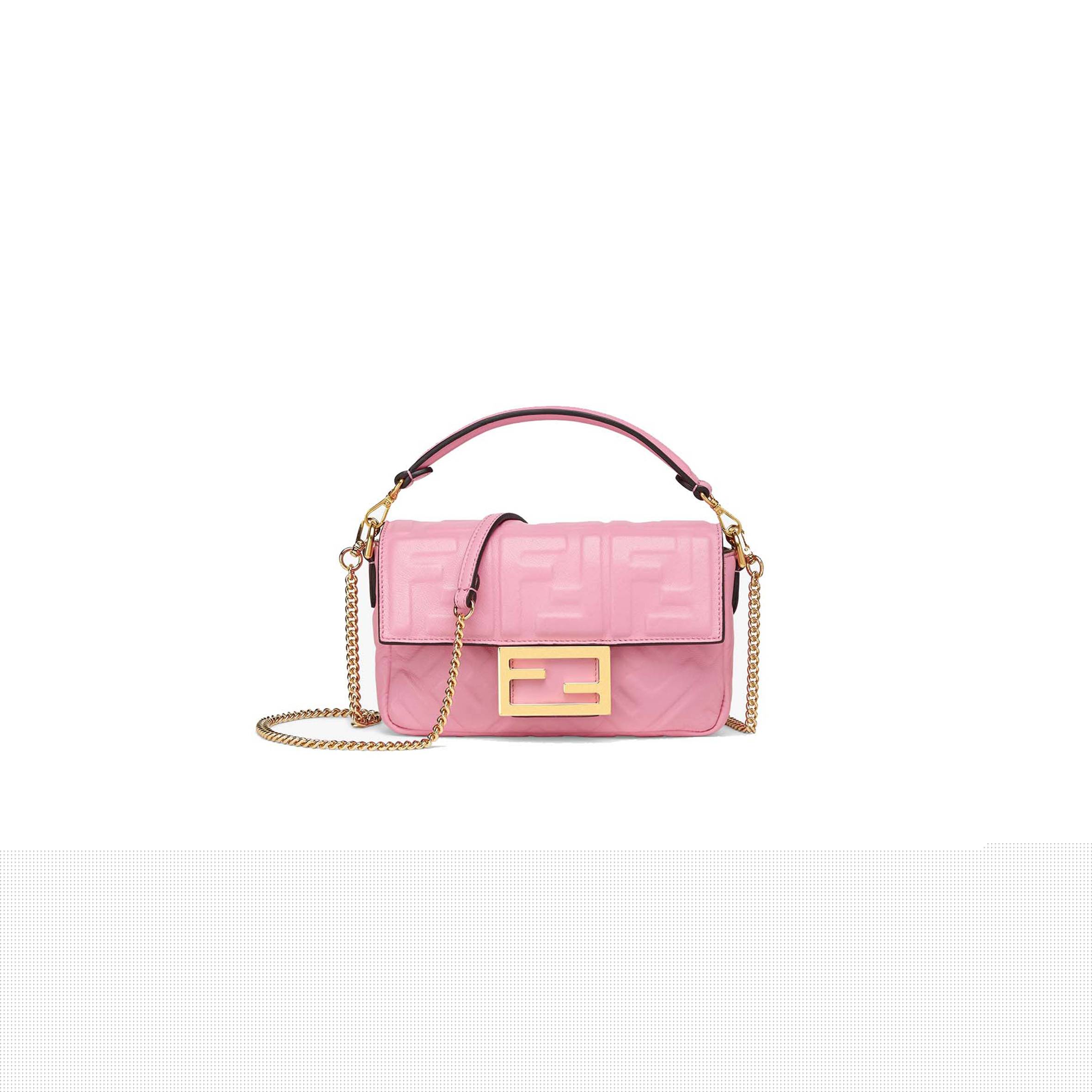 F**di baguette mini - pink nappa leather bag 8bs017a72vf1aqa (19*11.5*4cm)