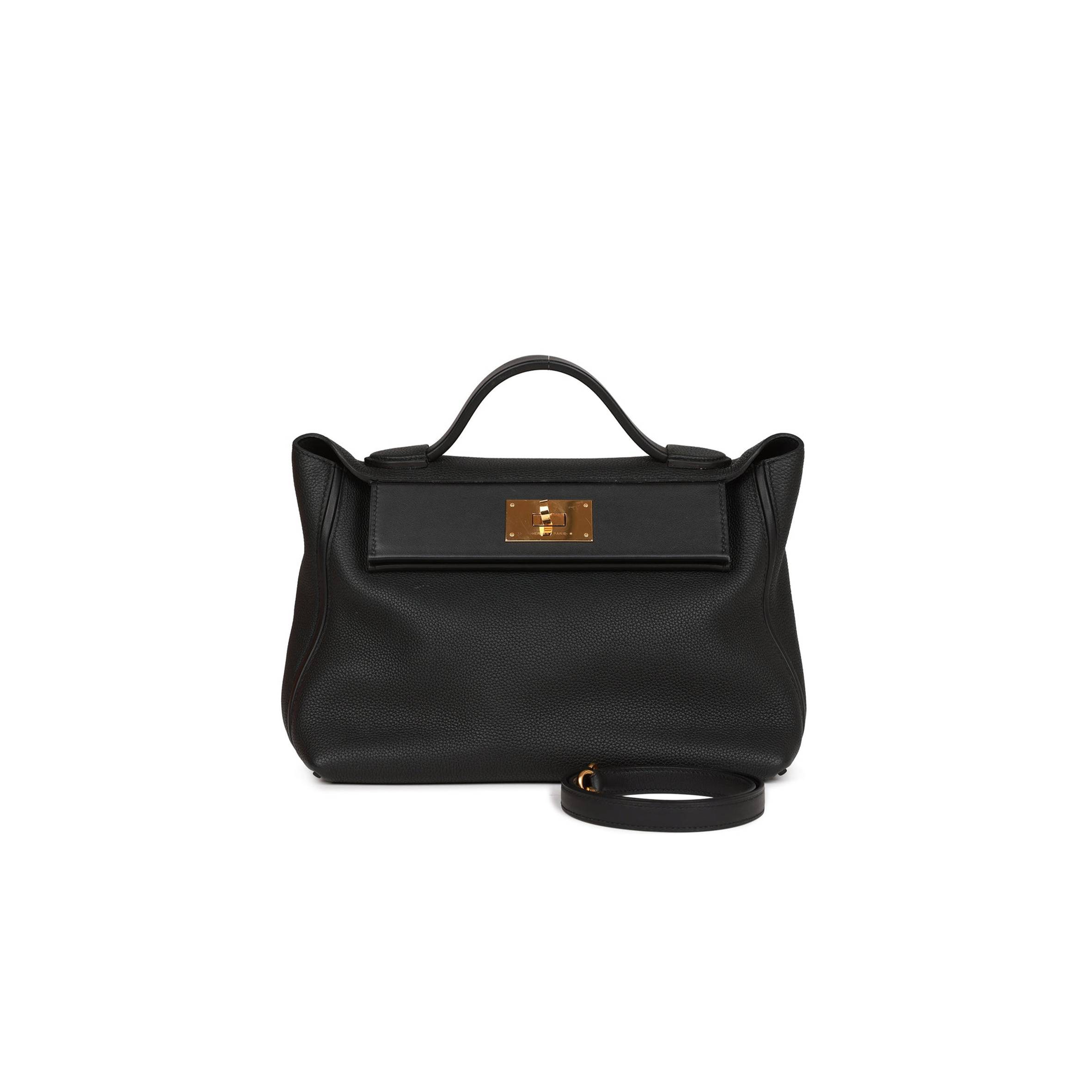 H**mes 2424 bag 29 black togo and swift gold hardware (29*24*15cm)