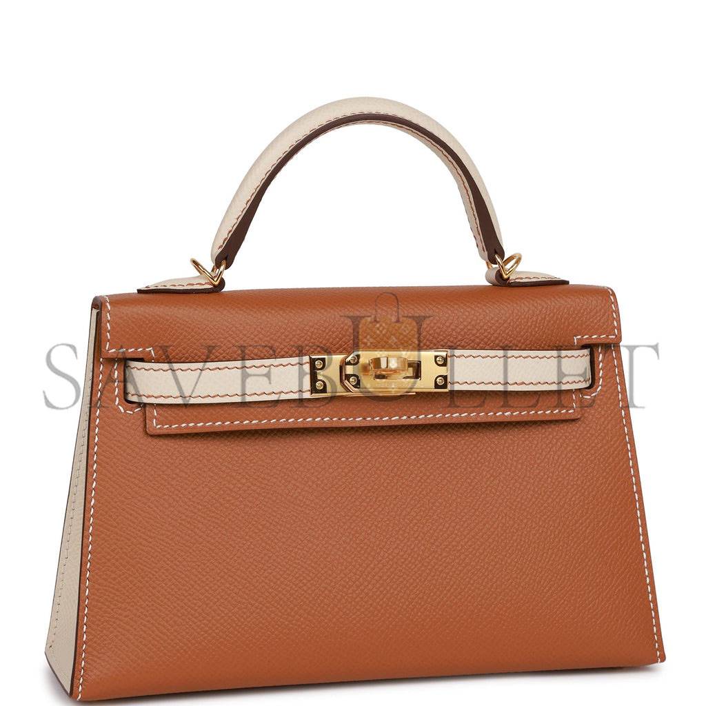 H**mes special order (hss) kelly mini sellier 20 gold and craie epsom gold hardware (19*12*5.5cm)