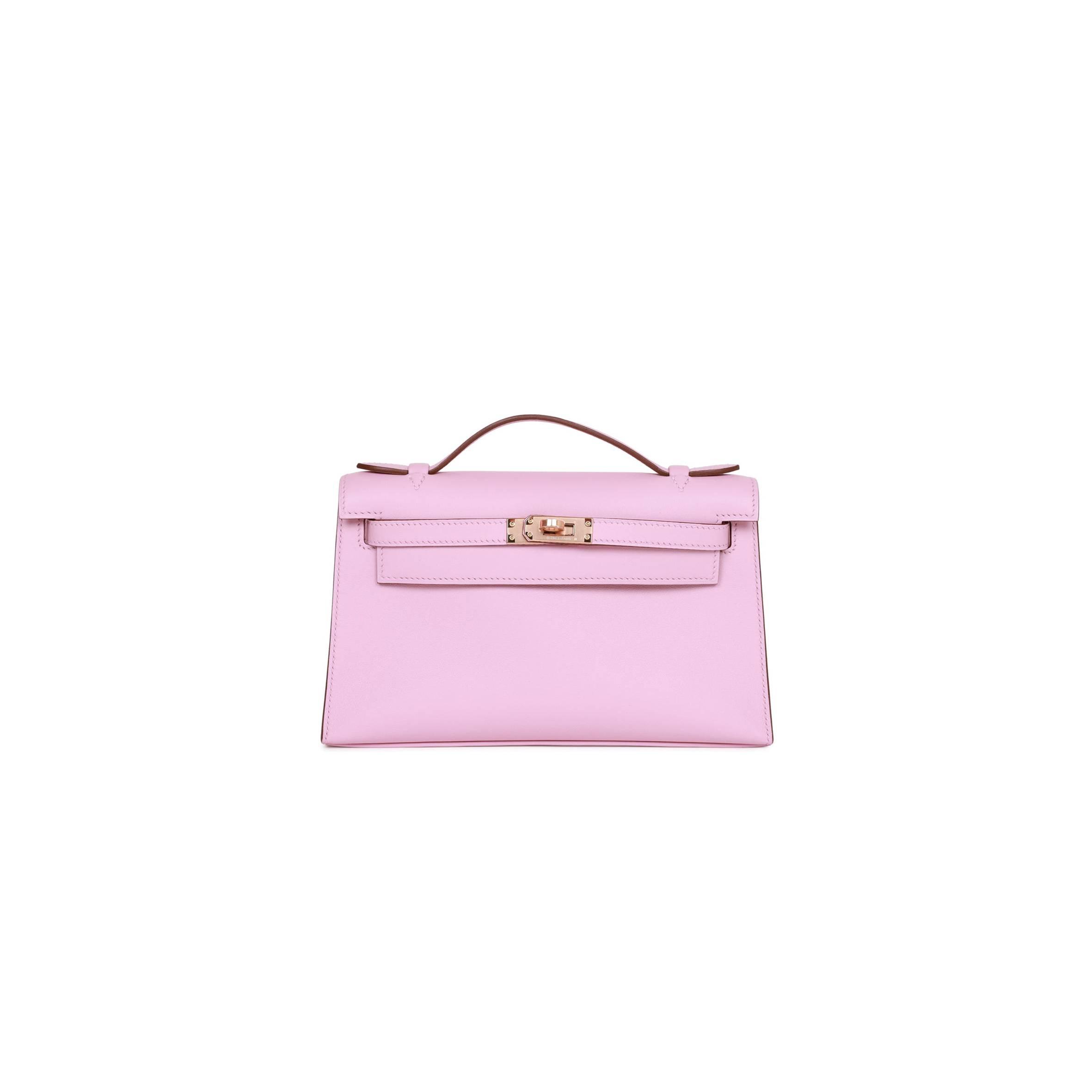 H**mes kelly pochette mauve sylvestre swift rose gold hardware (22*12*13cm)