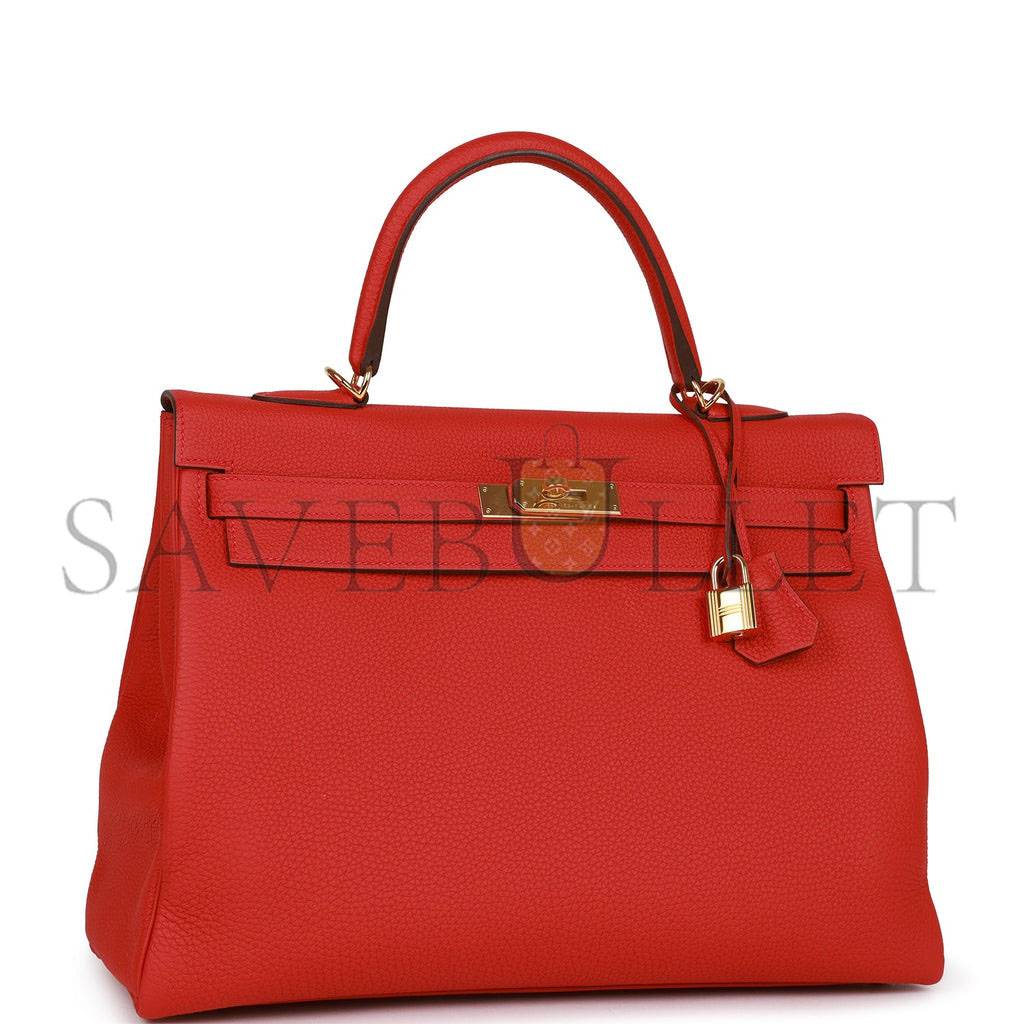 H**mes kelly retourne 35 geranium togo gold hardware(35*24*12cm)