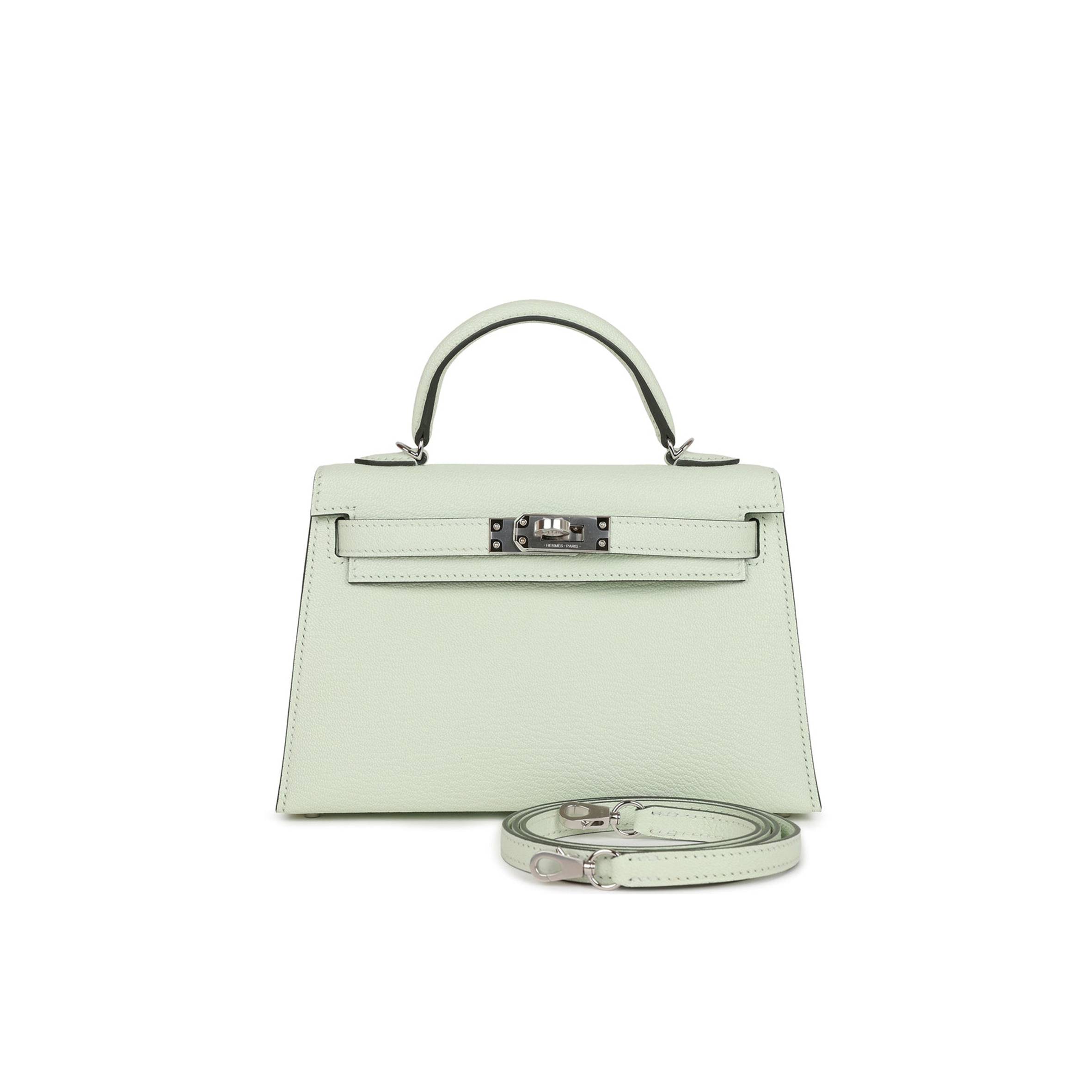 H**mes mini kelly sellier 20 vert fizz chevre palladium hardware (19*12*5.5cm)
