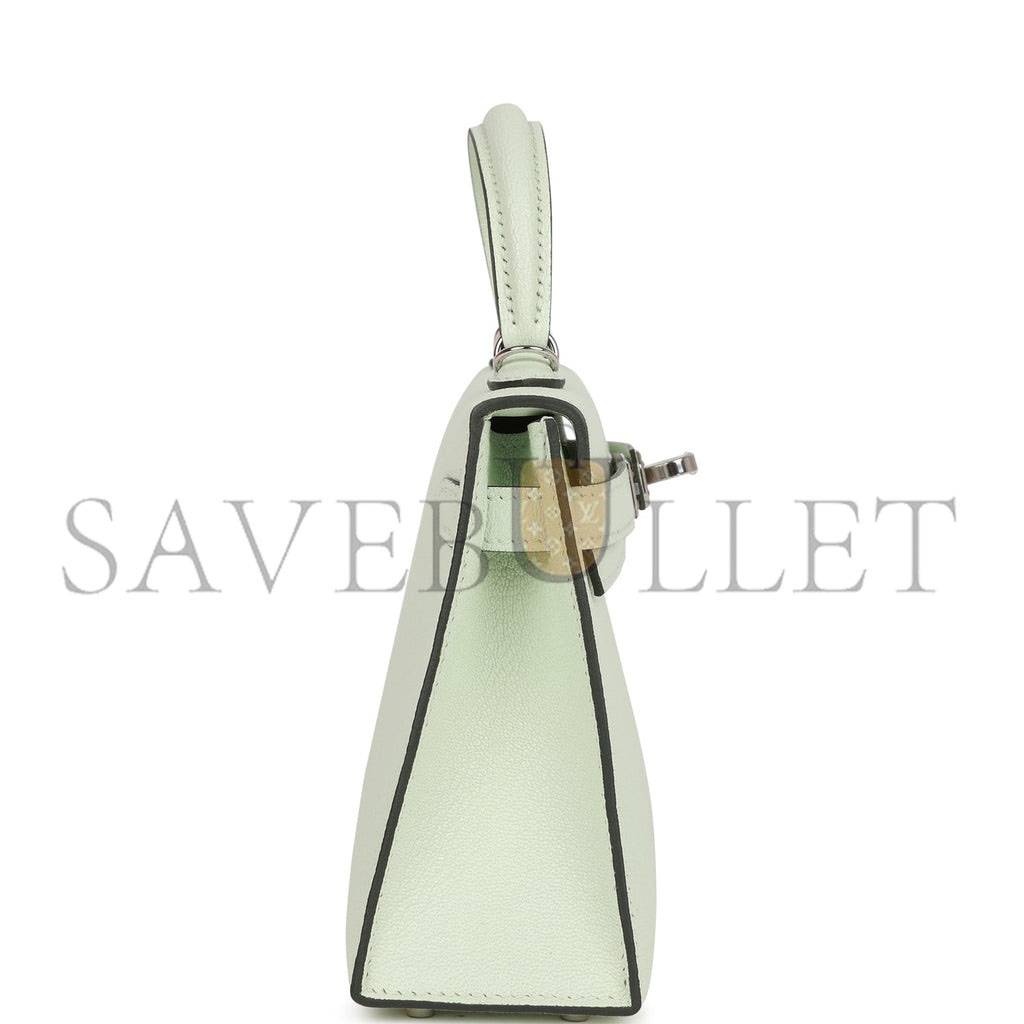 H**mes mini kelly sellier 20 vert fizz chevre palladium hardware (19*12*5.5cm)
