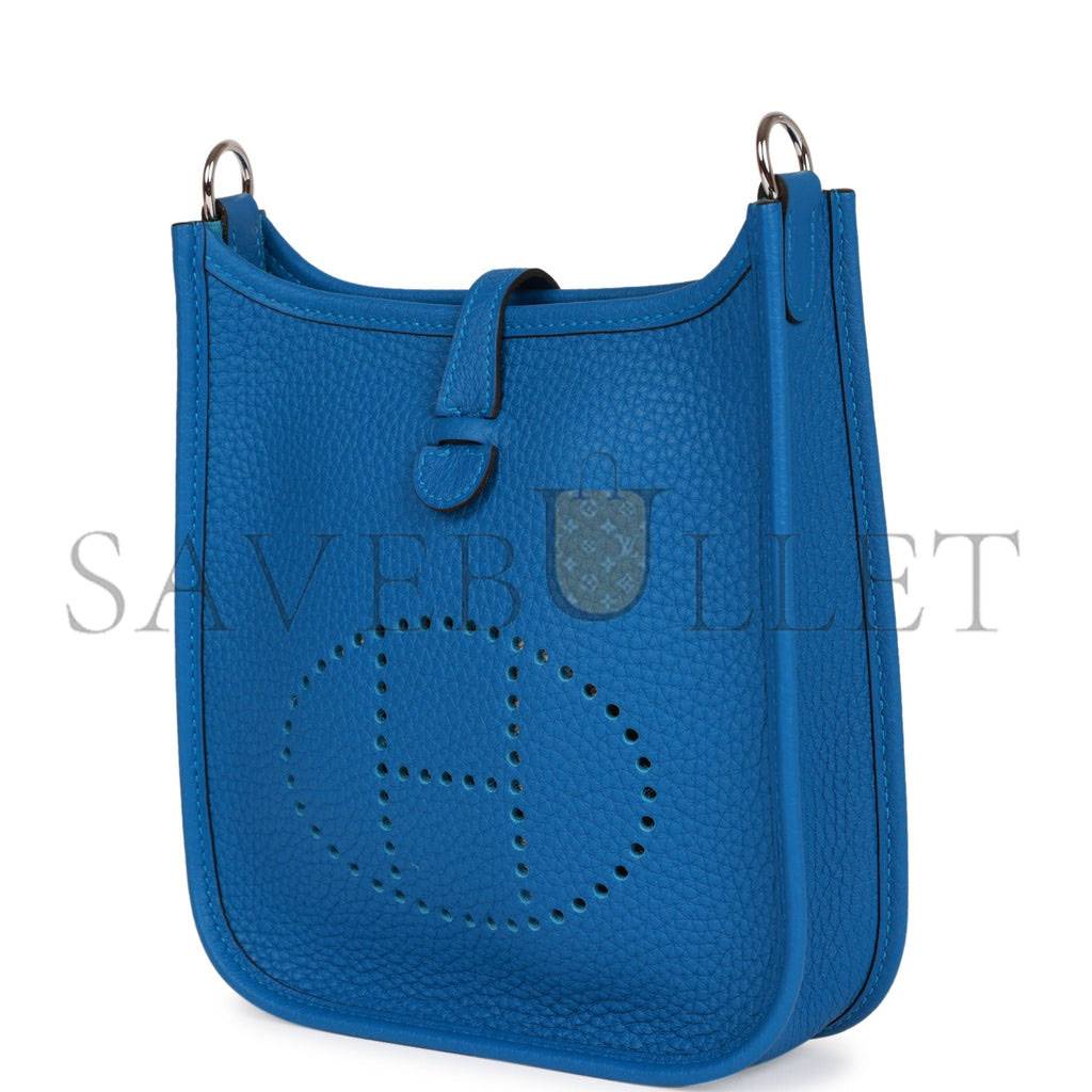 H**mes evelyne tpm bleu mykonos clemence palladium hardware (17cm)