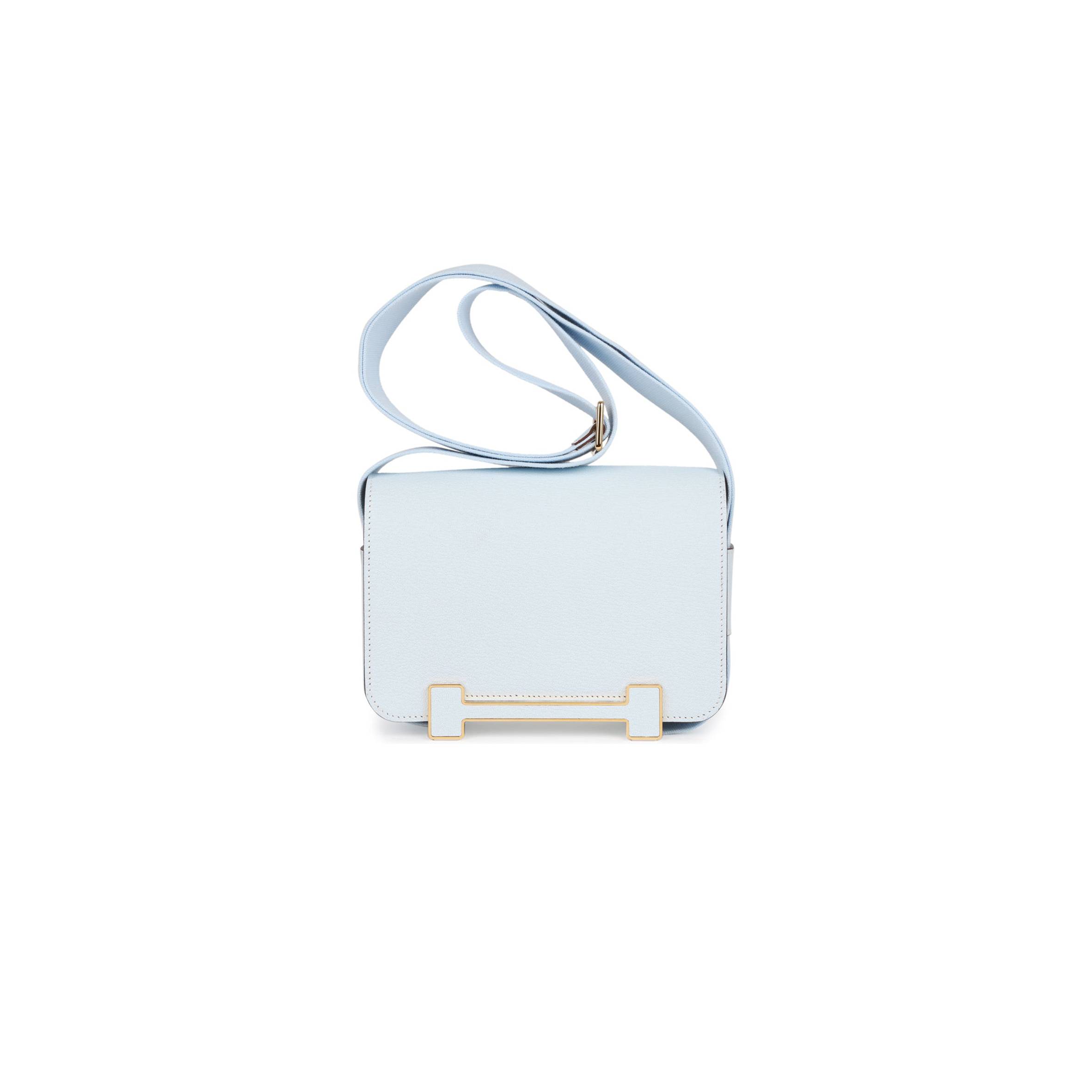 H**mes geta bleu brume verso chevre gold hardware (20.3*14*6.4cm)