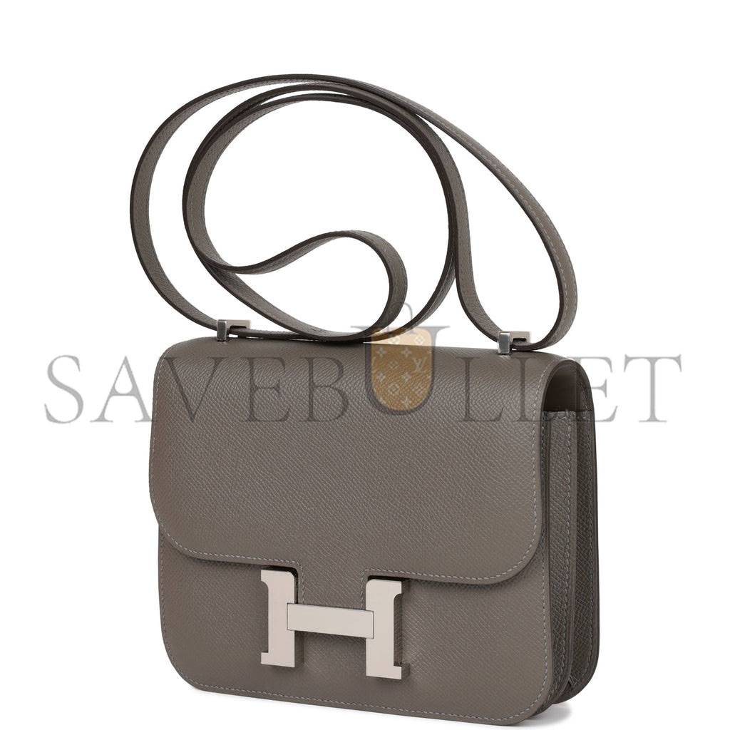H**mes constance 18 gris meyer epsom palladium hardware (18cm)