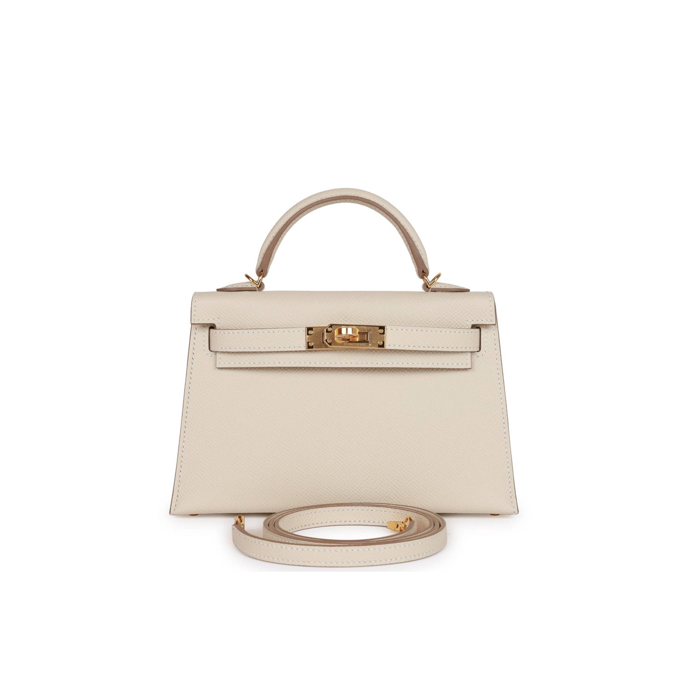 H**mes mini kelly sellier 20 craie epsom gold hardware (19*12*5.5cm)