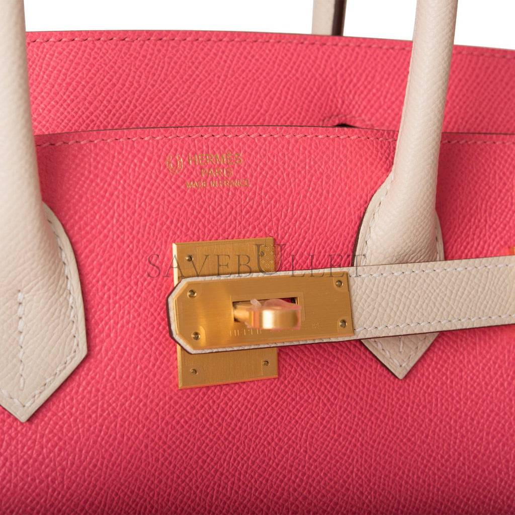 H**mes special order (hss) birkin 30 craie and rose azalee epsom brushed gold hardware ( 30cm*22*16cm)