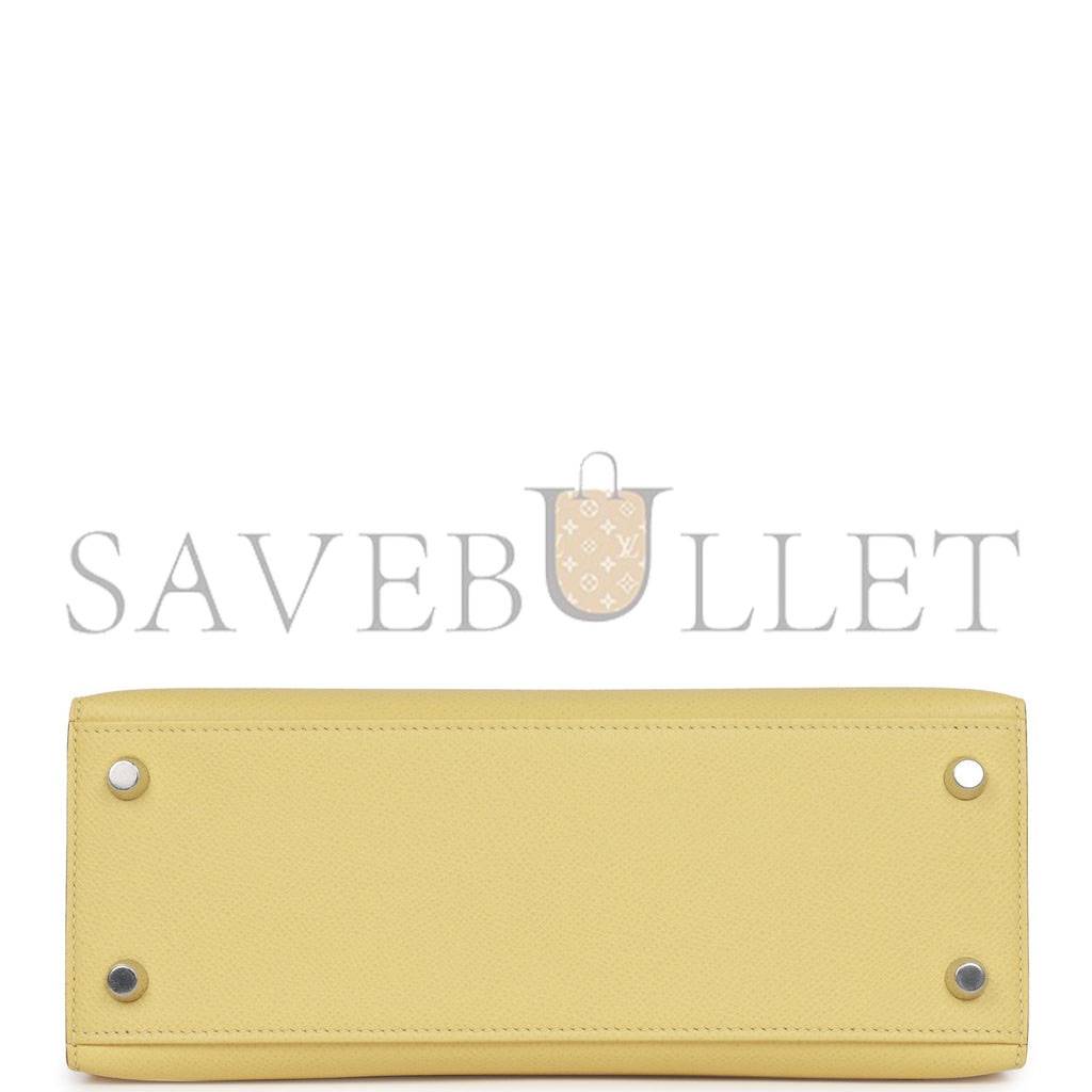 H**mes kelly sellier 25 jaune poussin epsom palladium hardware (25*17*7cm)