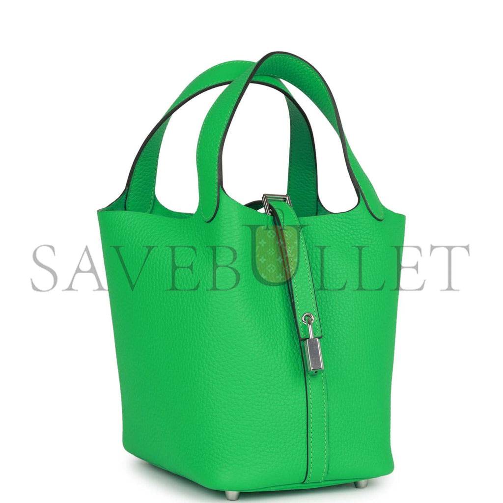 H**mes picotin lock 18 vert comics clemence palladium hardware (18*13*18cm)